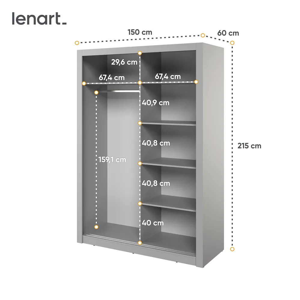 Szafa 2-drzwiowa ARTI AR-18 150cm szara - AR18S