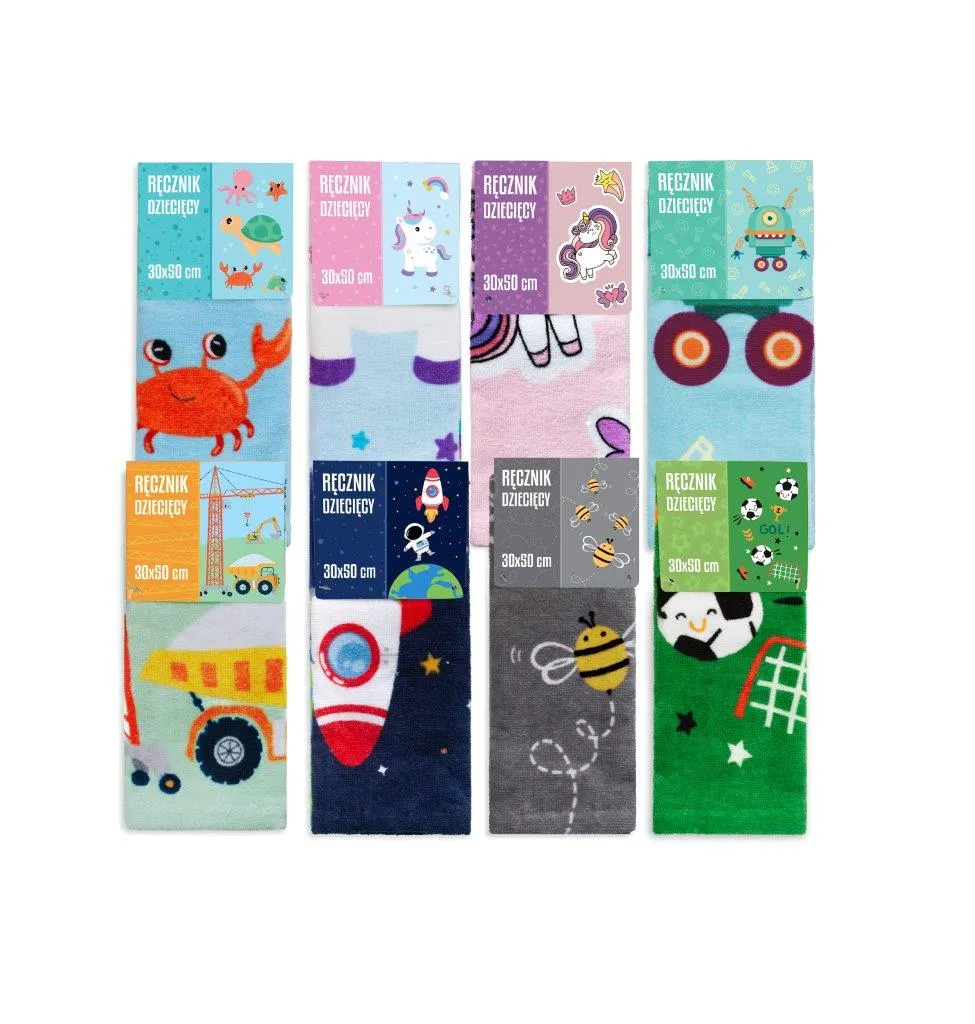 Ręcznik dla dziecka KIDS 003 30x50 druk fioletowy różowy - FARO_31464