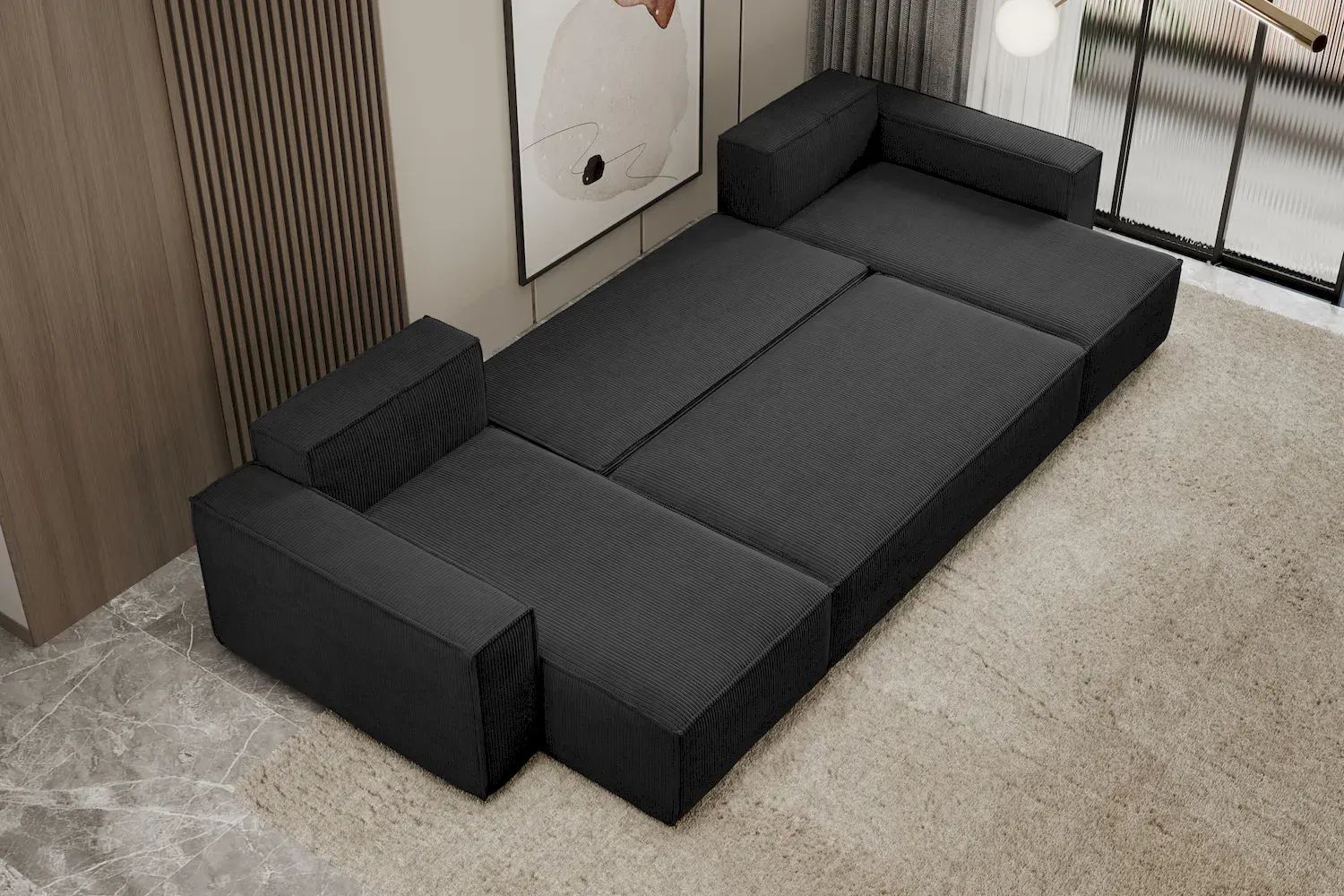 Narożnik uniwersalny KARL U rozkładany tkanina Poso 135 czarny - NAROZNIK_KARL_U_POSO135