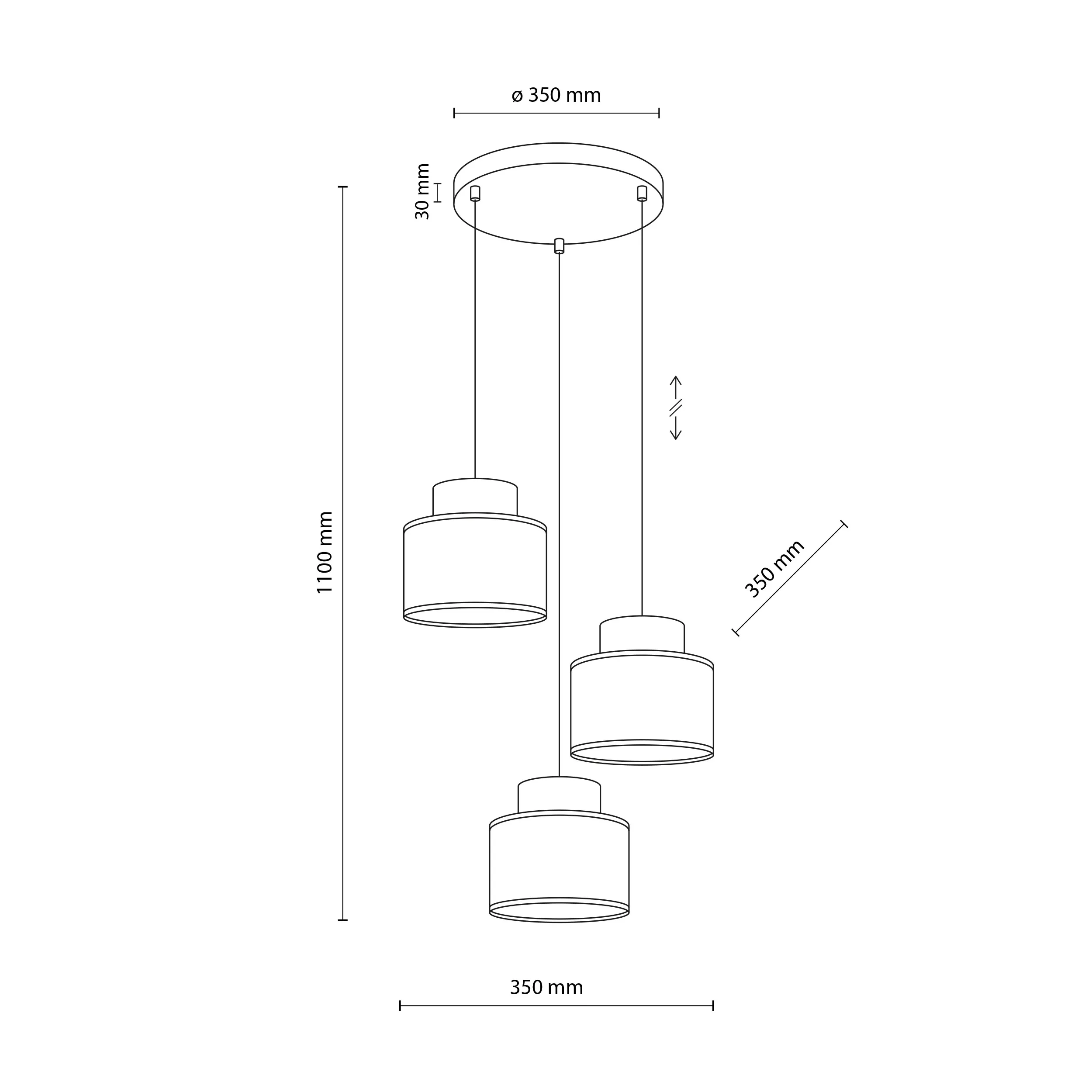 Lampa wisząca DUO biała z brązowymi elementami z tkaniny 110x35cm - TK_2594