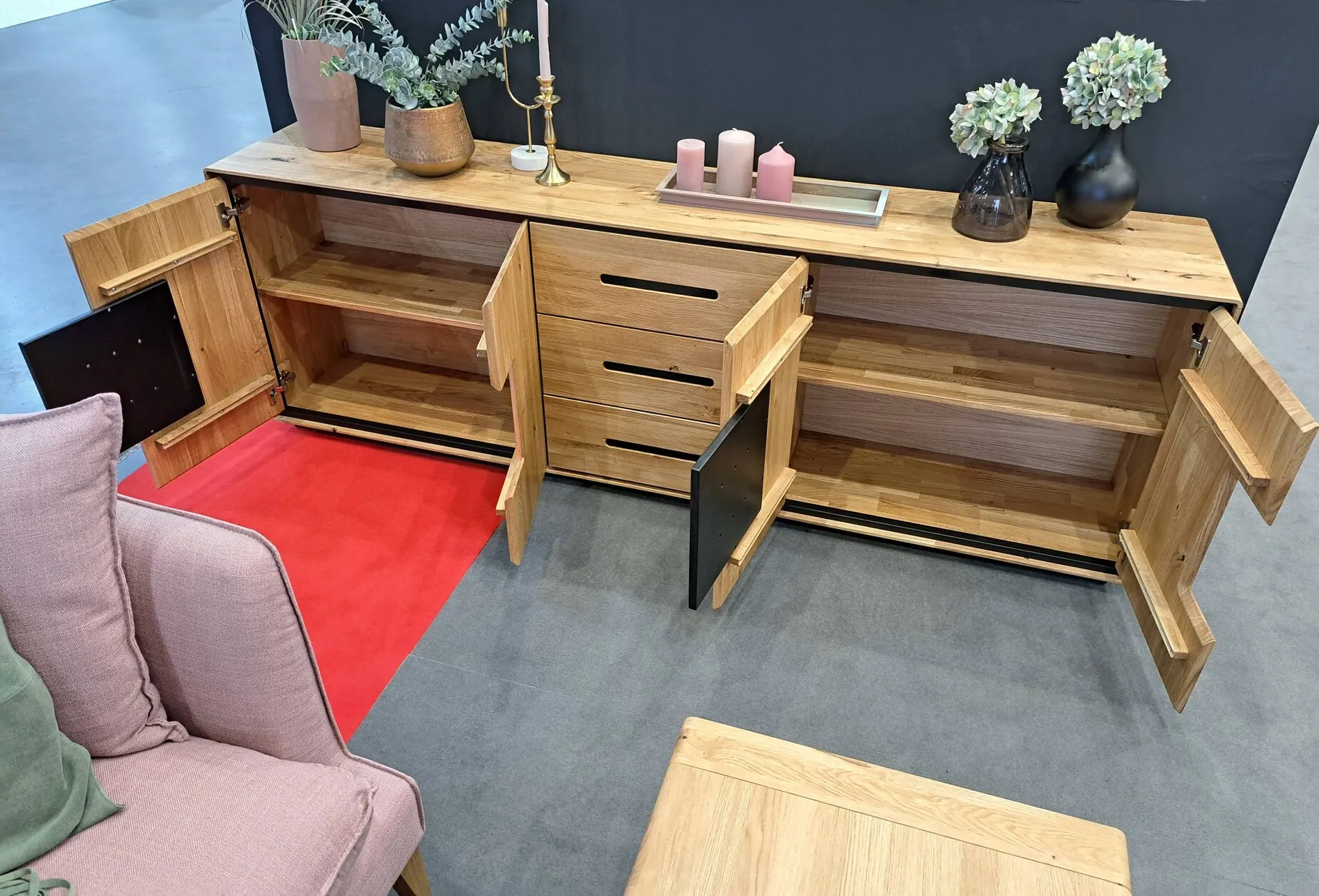 Komoda 2-drzwiowa z 3 szufladami dębowa MELLOW 226x77 - GK_103625303