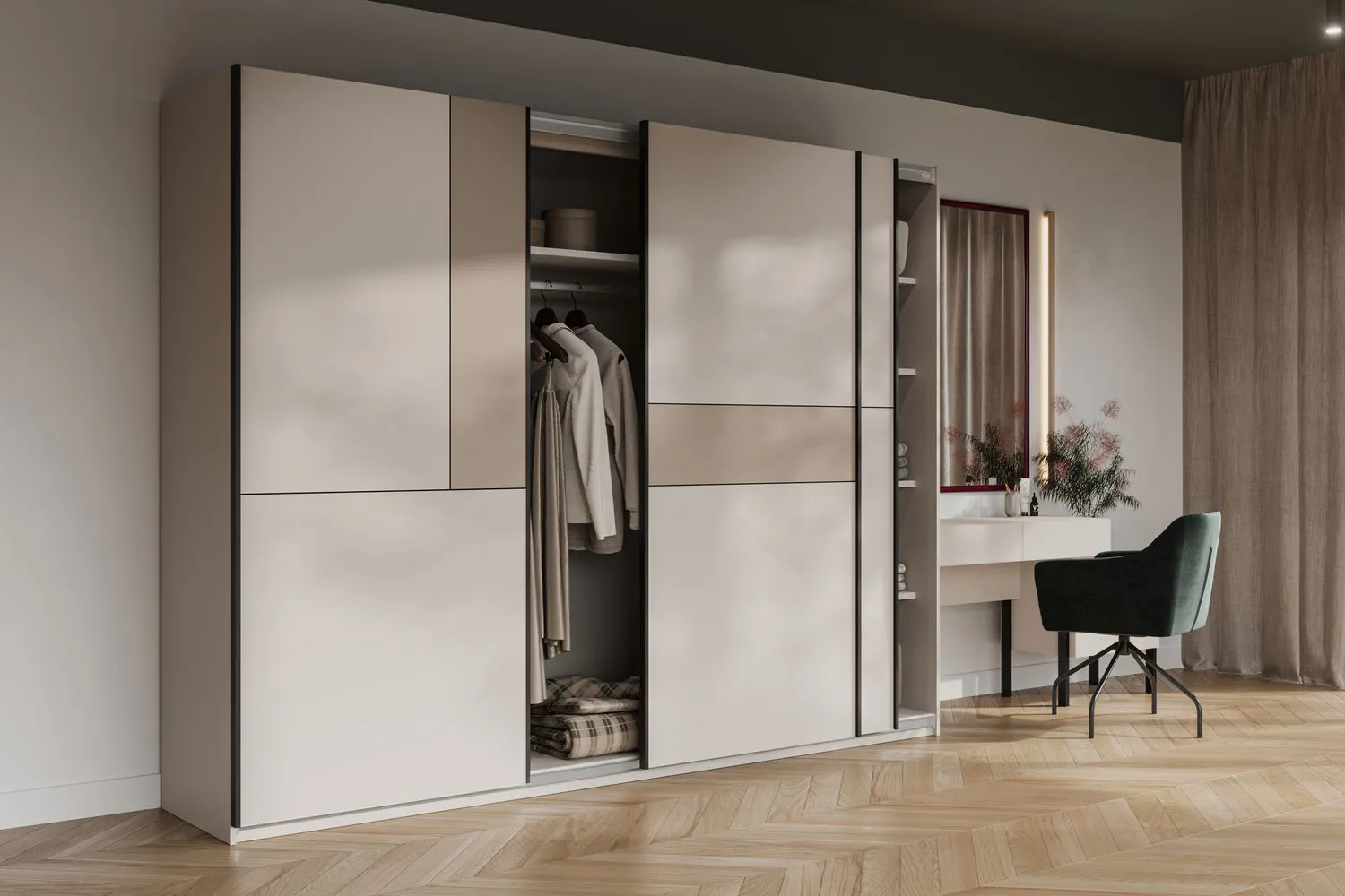 Szafa 3-drzwiowa CUBE drzwi przesuwne 270x210 congo kaszmirowa - 24KCOF69