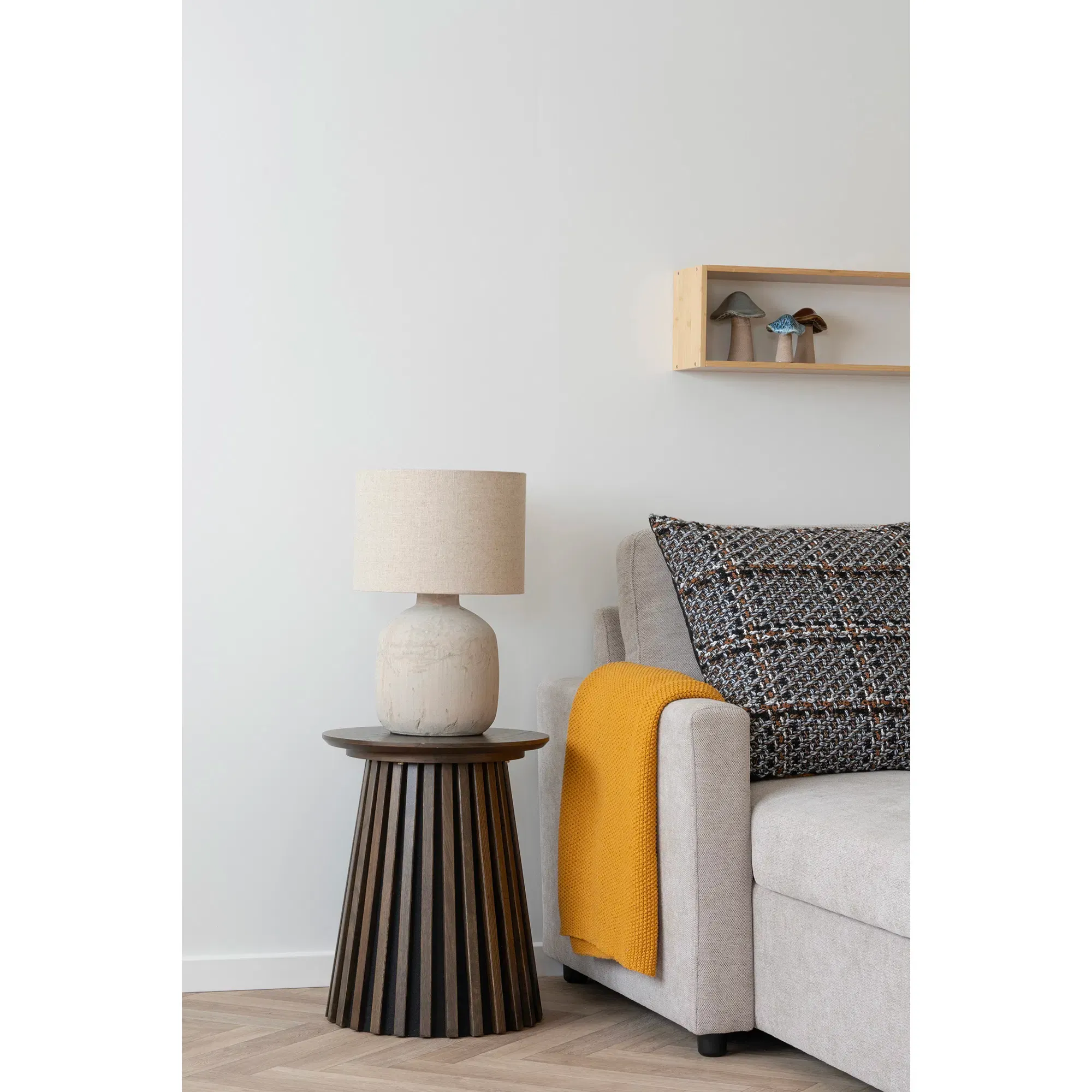 Stolik kawowy okrągły na szerokiej podstawie OSAKA FI40 W50 dąb wędzony - 2102076