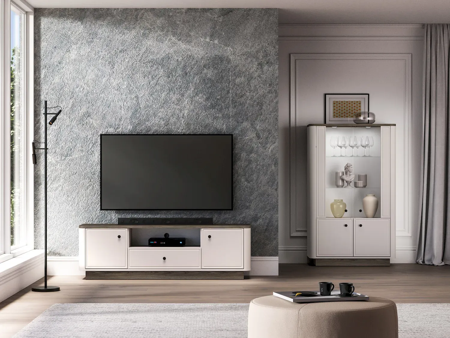 Szafka RTV 2-drzwiowa z szufladą VILAVIO 05 dąb windmill dark cashmere - 1VILA05-001