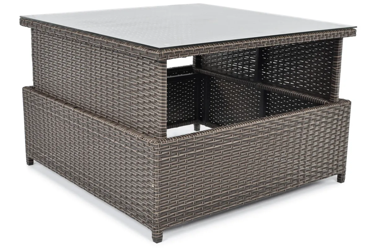 Stolik ogrodowy podnoszony MALAGA technorattan brązowy - FE5906948118256