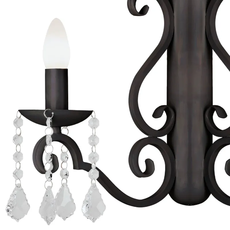 Kinkiet DIADEMA metalowy czarny z kryształami 34x22cm - 7184