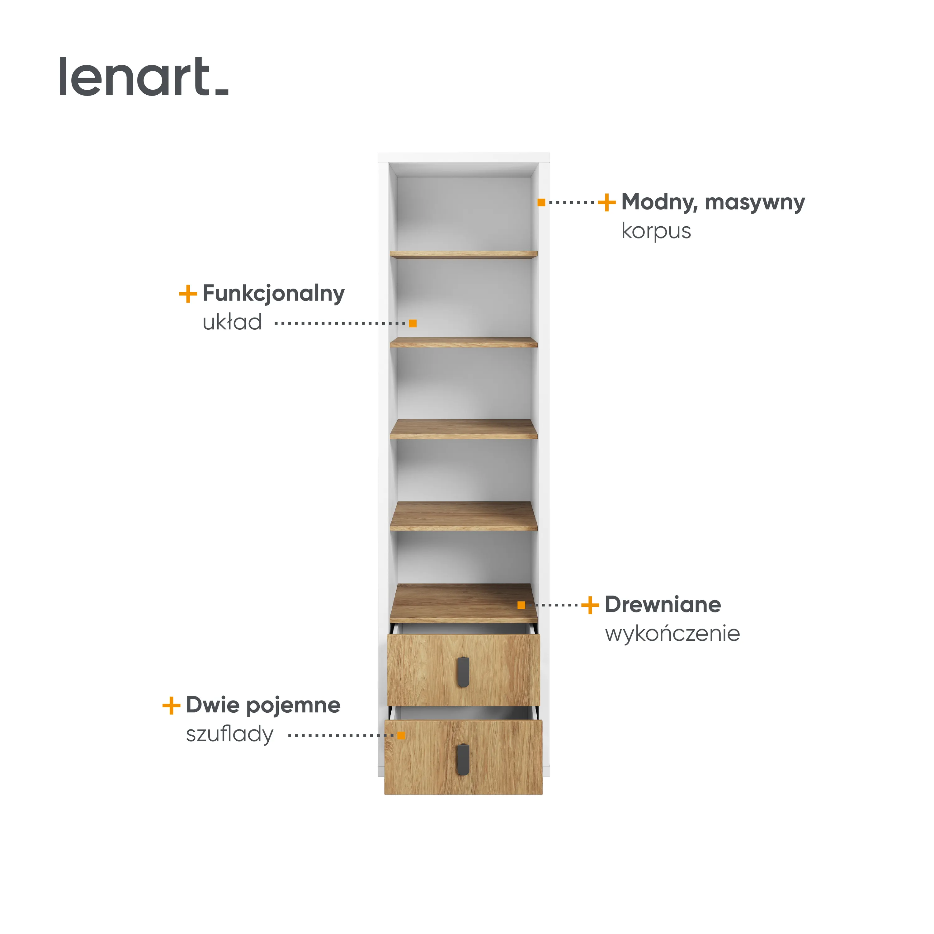 Regał z szufladami Simi MS-03 55cm biały - MS3BH