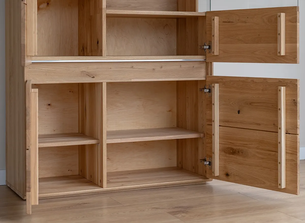 Witryna drewniana szklana DIVISIONE oświetleniem prawa dąb olejowany - ZIDIV02R