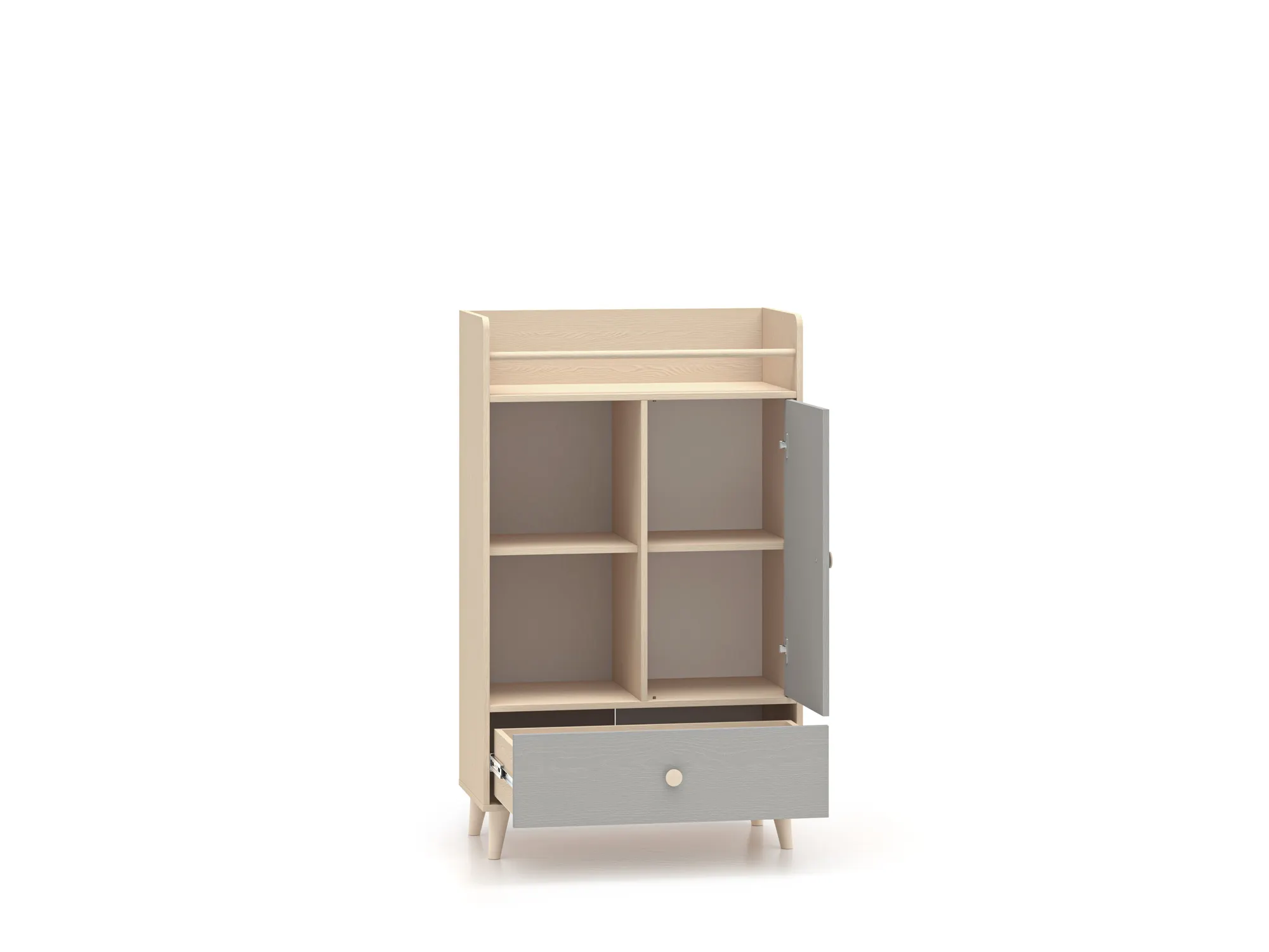 Komoda 1-drzwiowa z 1 szufladą MEVEL 04 piasek pustyni, szary pallad - 1MEVE04-002