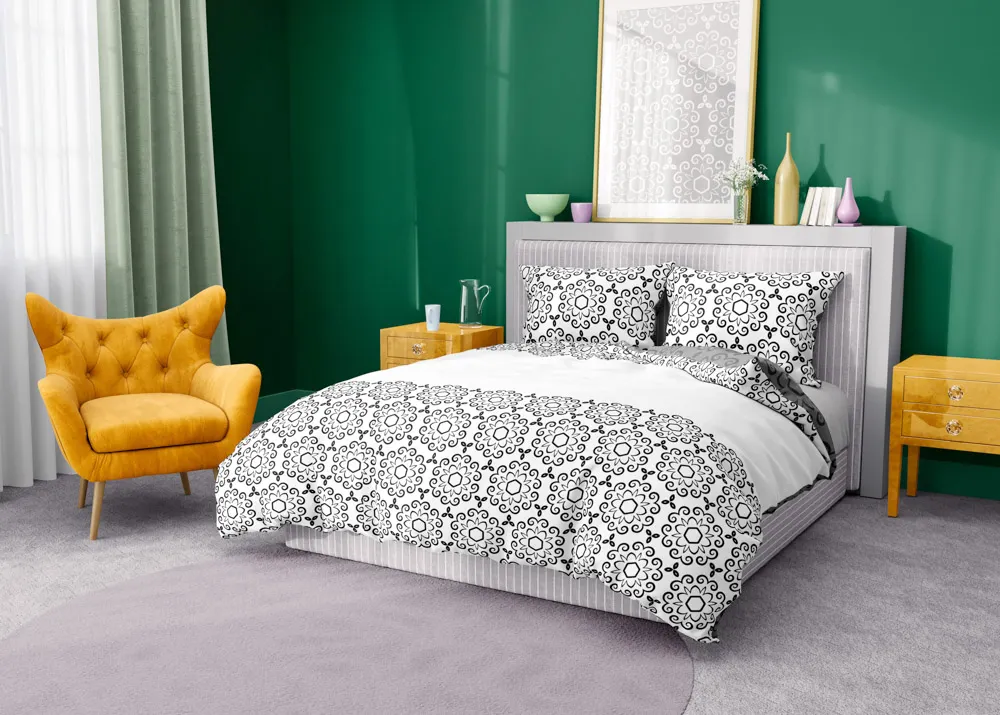 Pościel komplet GLAMOUR 017 bawełna 100% 160X200+2x70X80 biały szary - FARO_26086