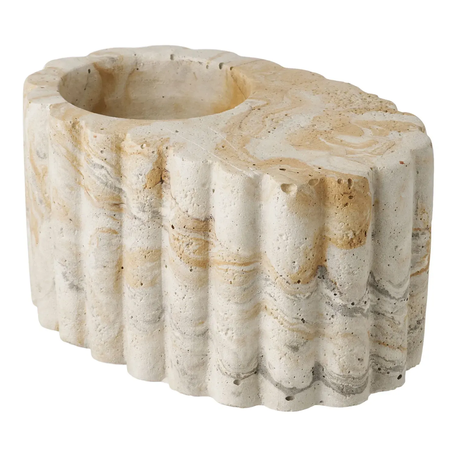 Świecznik cementowy na tealighty HOLDER 10,5x6 cm brązowy beżowy