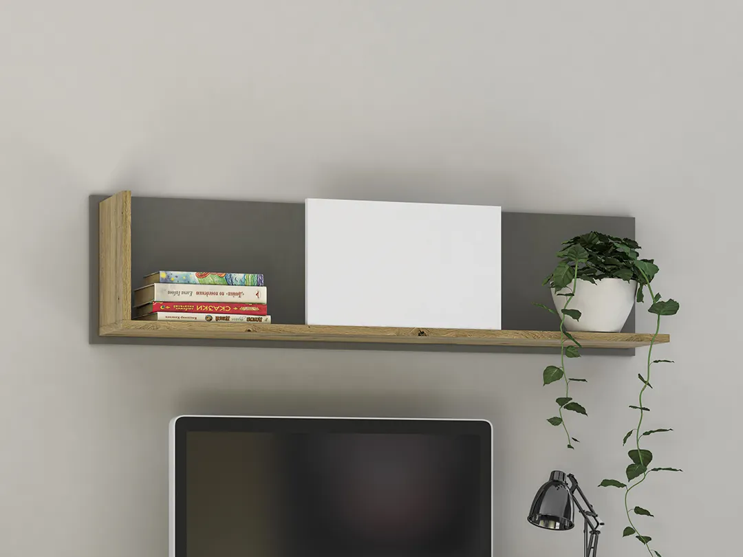 Półka wisząca z przegrodą FINI 10 biały, antracyt, dąb artisan 116 cm - 1FINI10-001