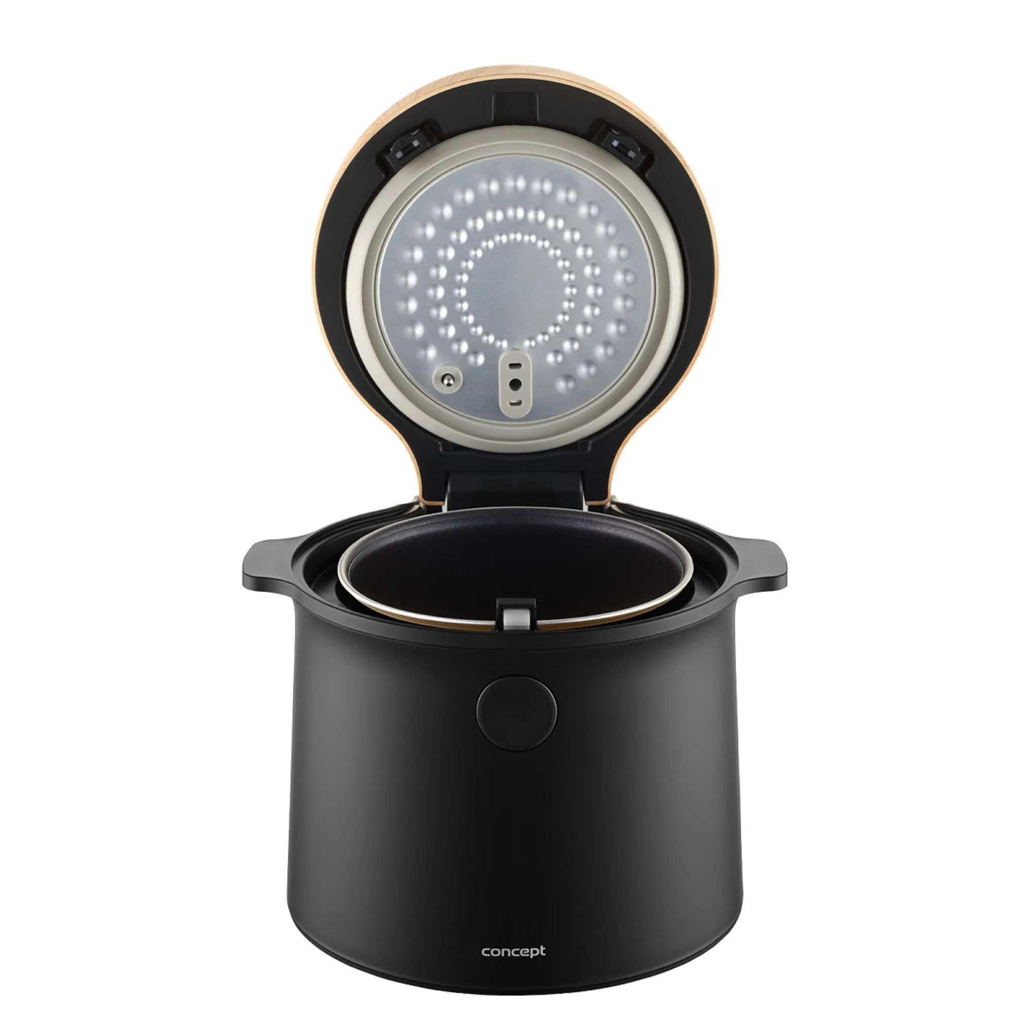 air fryer, garnek, pokrywa, okrągły, czarny