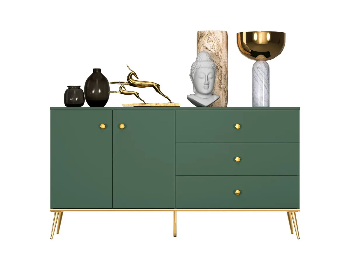 Komoda 2-drzwiowa z 3 szufladami FOREST 03 labrador, złoty - 1FORE03-001