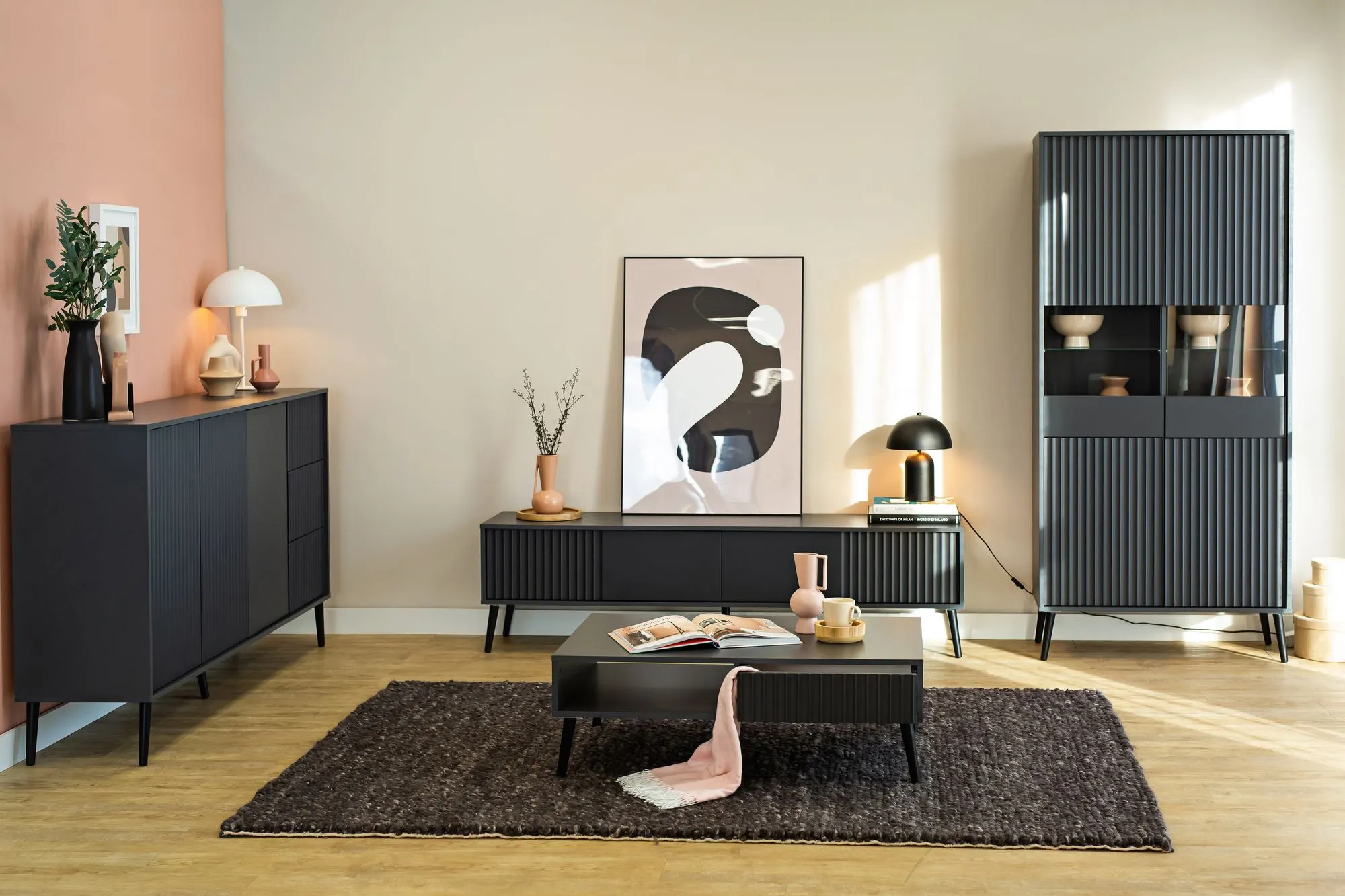 Witryna 4-drzwiowa BARCELONA 91cm antracyt - INT_5003190