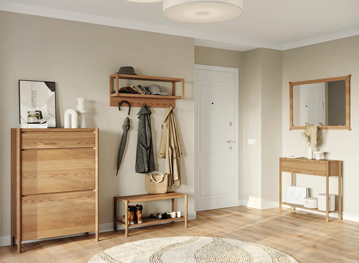 Wieszak szeroki dębowy z półką CAMPI dąb olejowany - KULCA21