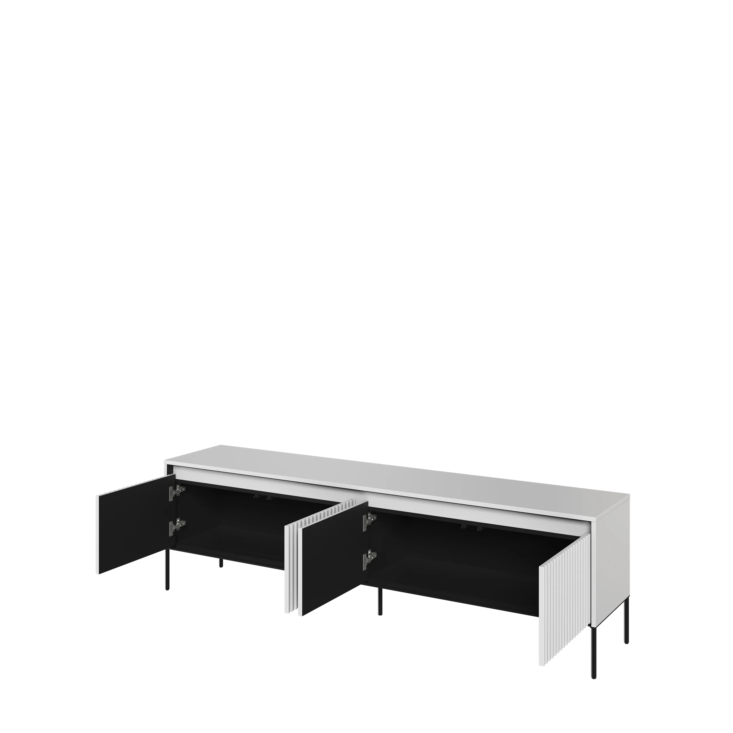 Szafka RTV z oświetleniem TREND TR-06 4D 192cm biały/czarny - TR6BIC-V2
