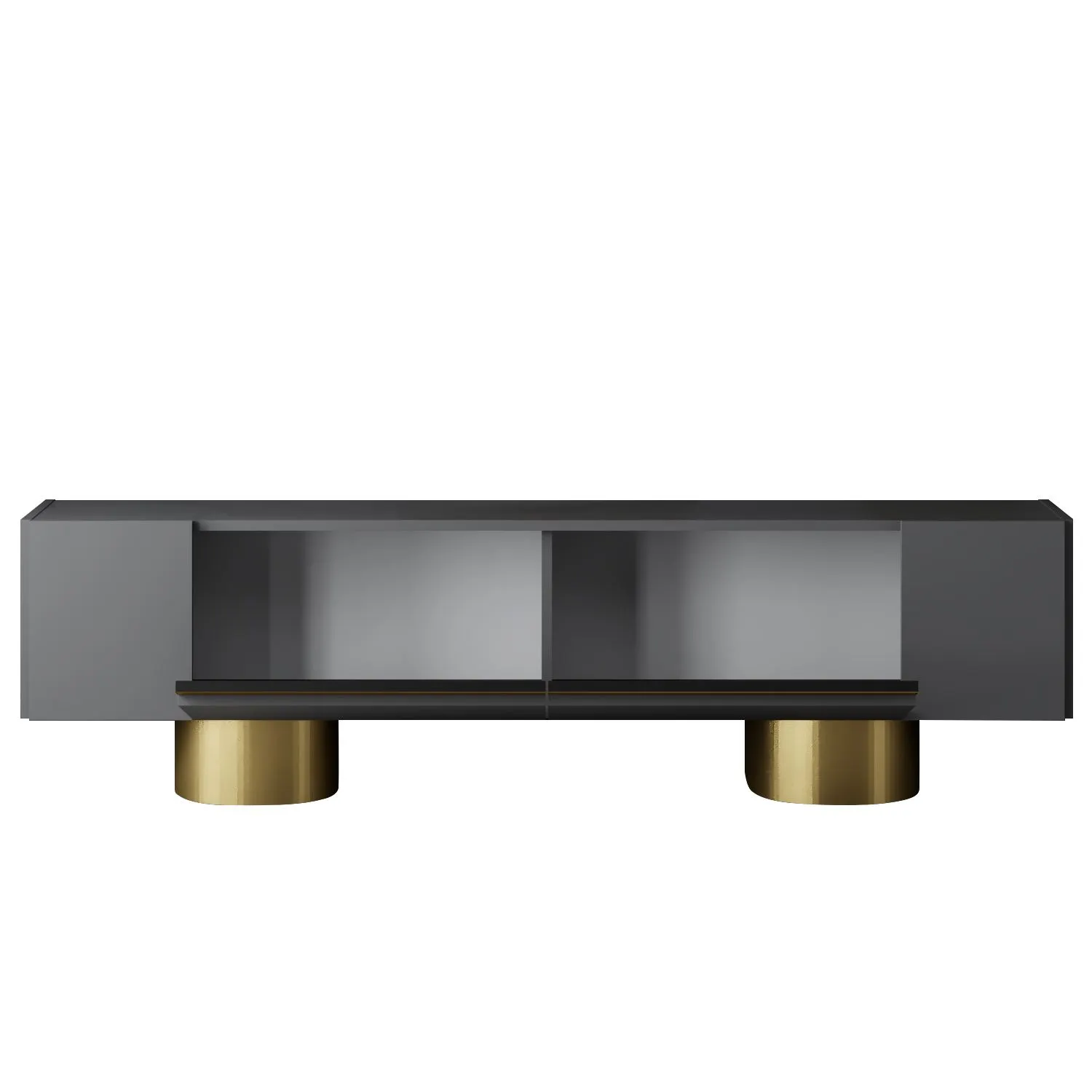 Szafka RTV z 2 klapami na blaszanych nogach BOHEM 180x50x30 cm antracyt złoty - ASI_618BLY1260
