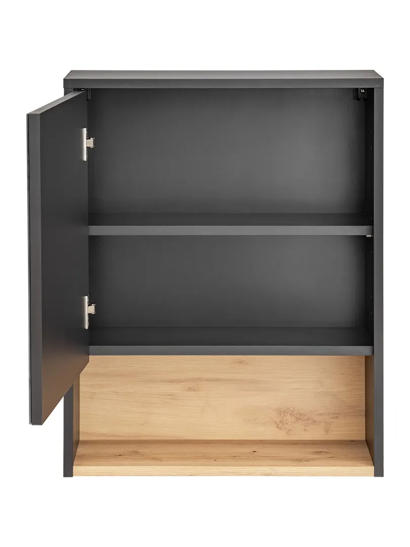 Szafka z lustrem BORNEO COSMOS szara, dąb artisan 75x60x25cm - BORNEO_COSMOS_840_FSC