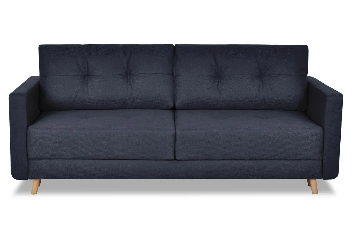 Sofa rozkładana z pojemnikiem SCANDI 218 cm granatowa pikowana - SCANDINEW-AUSTIN15DARKBLUE