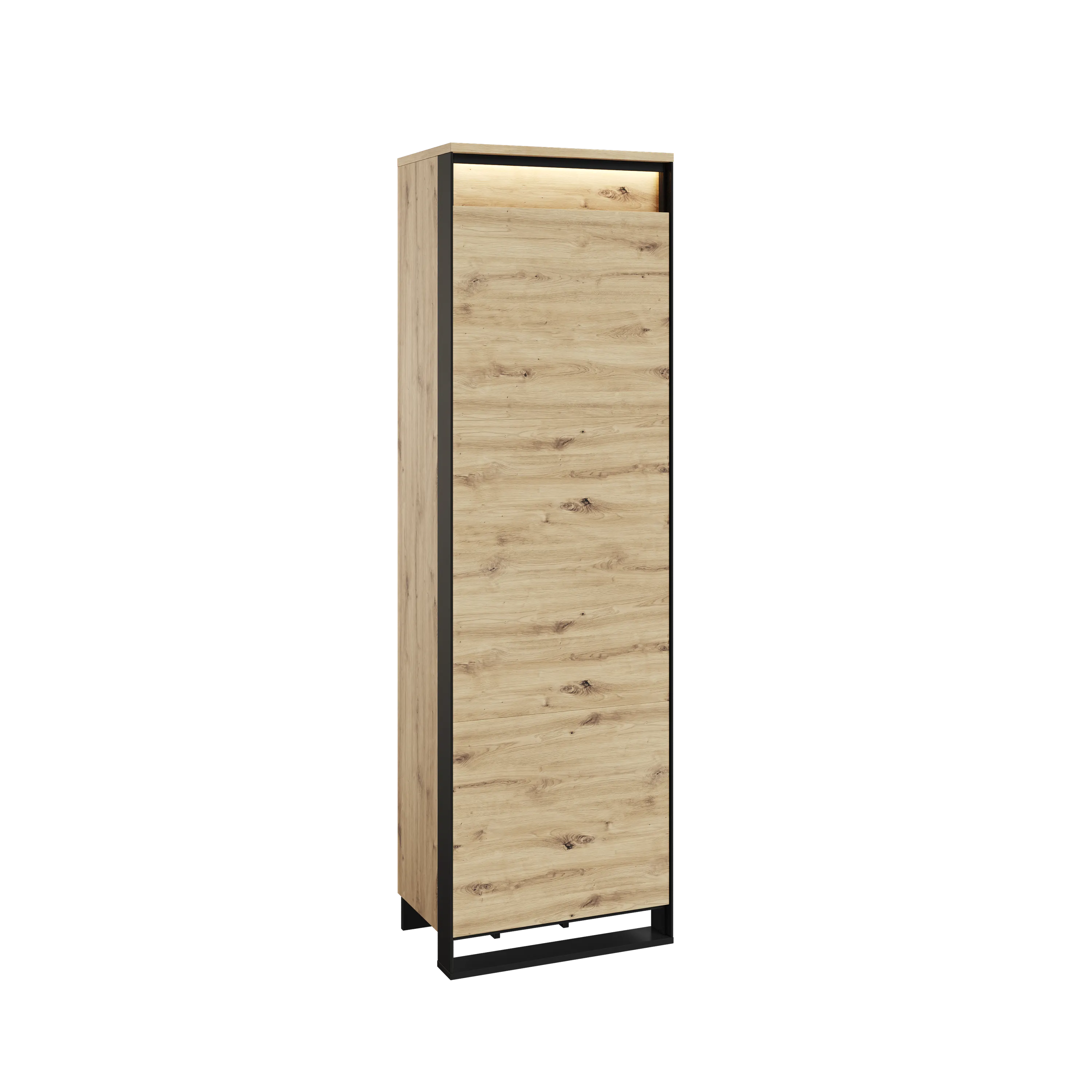 Szafa 1-drzwiowa 60cm LED Quant QG-01 dąb artisan/czarna Szafka, Meble, Szuflada, Skrzynka pocztowa