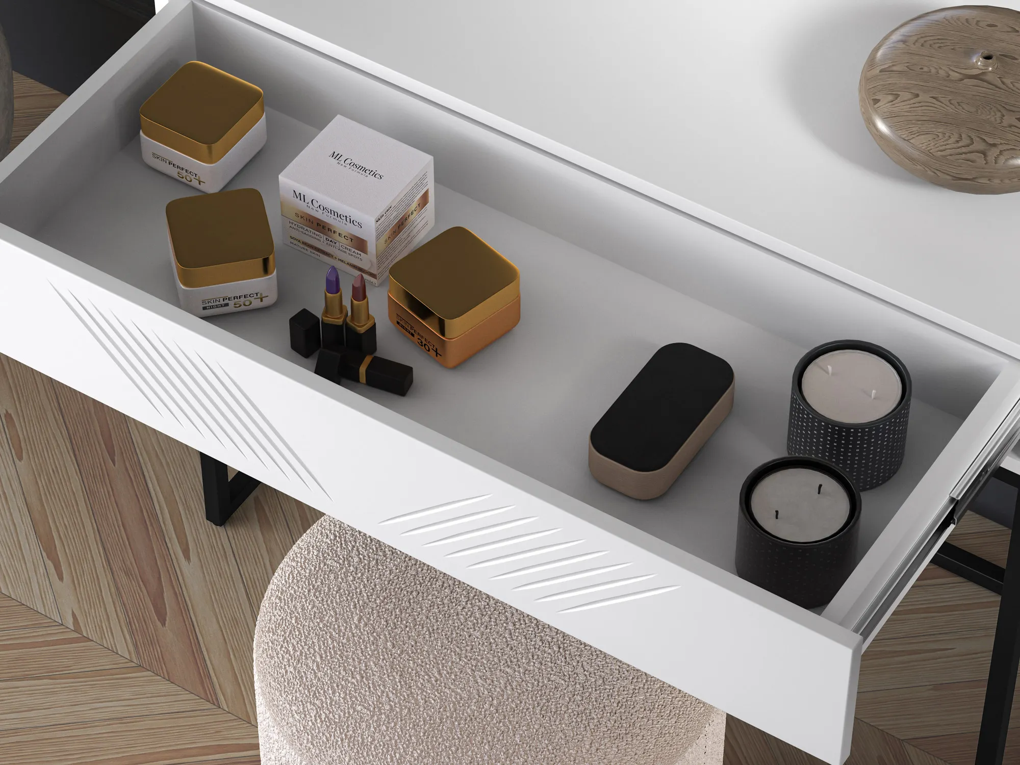 Toaletka z szufladą CLEARING 06 biały alpejski, podstawa-czarny - 1CLEA06-001-01