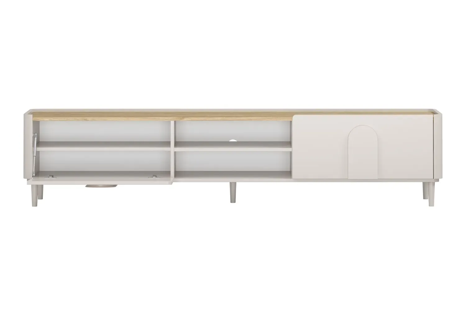 Safka RTV z klapą i szufladą AMILIO 220 - cashmere dąb olejowany uchwyty cashmere nogi cashmere - B_169217