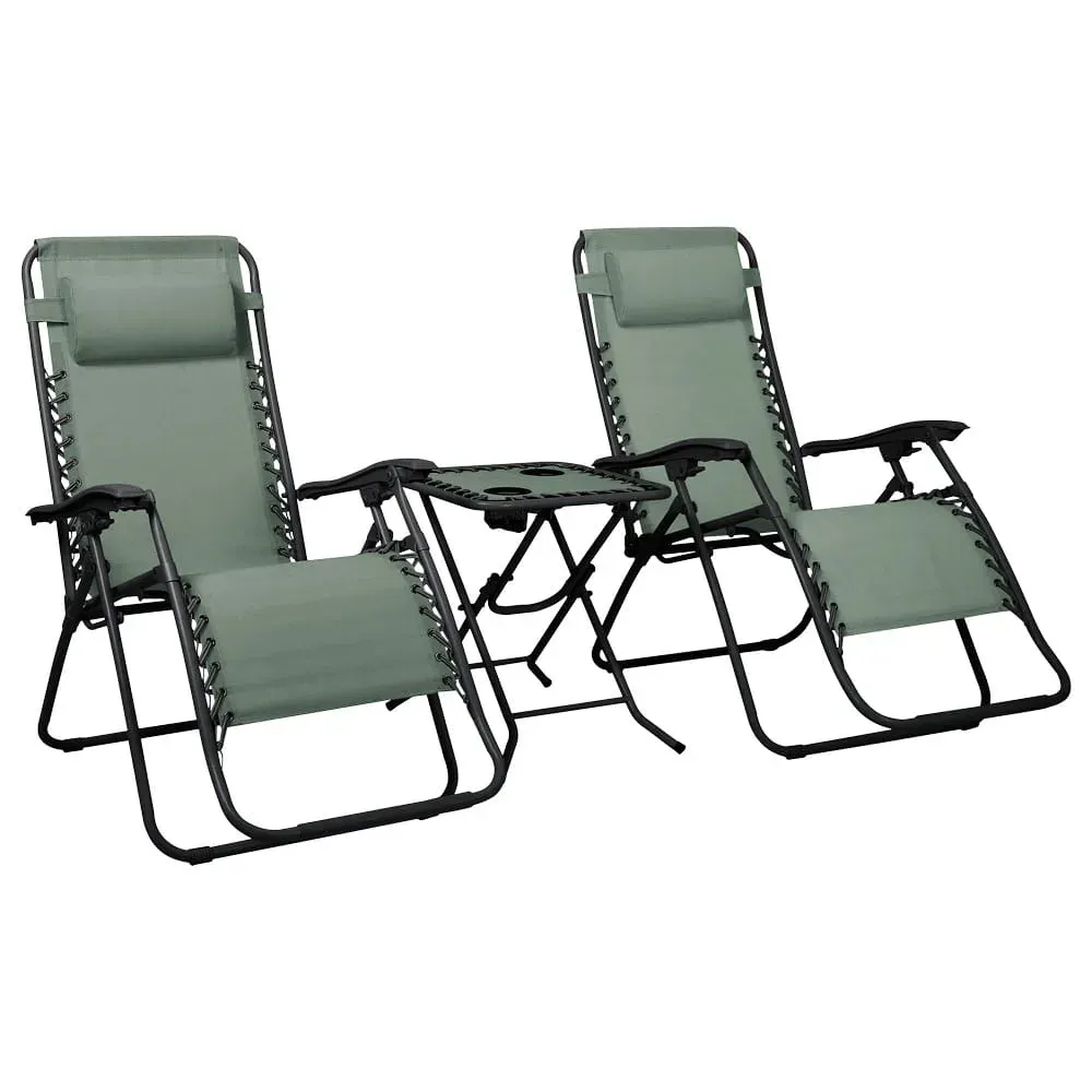 Zestaw 2 leżaków + stolik kawowy DELUX zielony