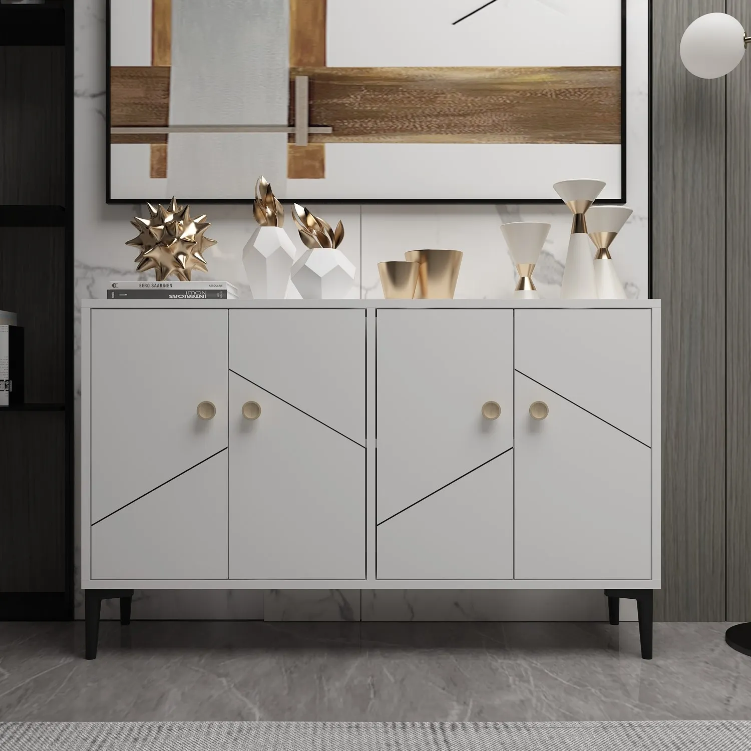 Szafka RTV 4-drzwiowa CRIA 120 cm biała - ASI_327ODS1136