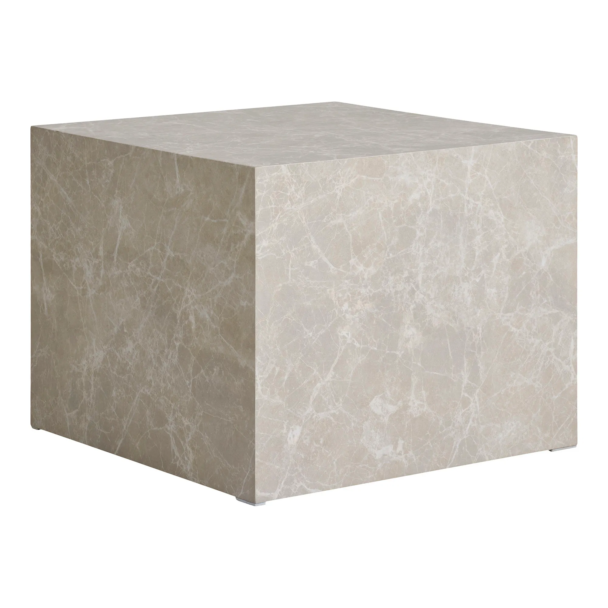 Stoliki kawowe PRAGUE (zestaw 2 sztuk: 42x42x37 - 50x50x42) - efekt marmuru, beżowy - 2102063