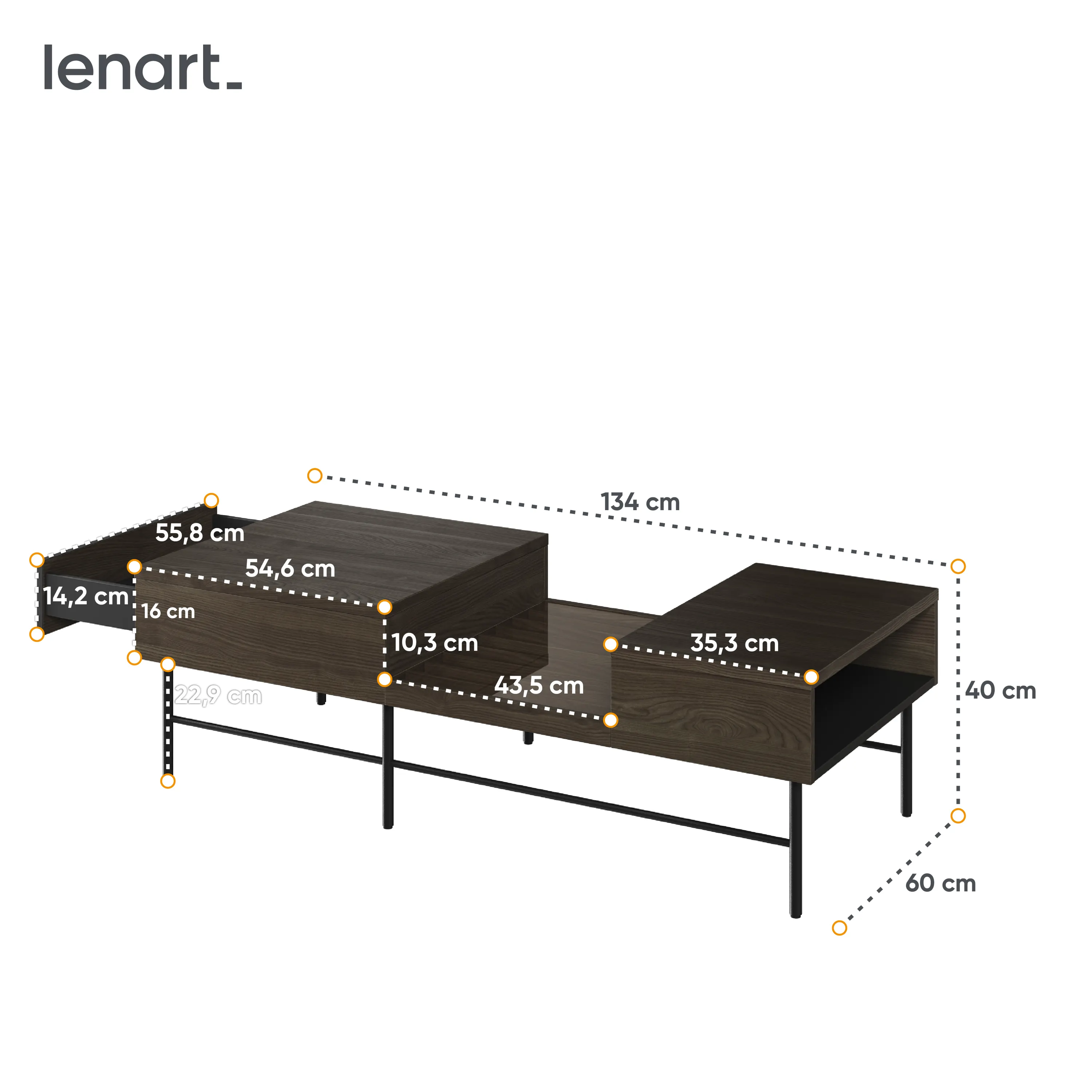 Stolik kawowy Piemonte PE-08 134x60cm jesion portlandzki/czarny - PE8JCZ