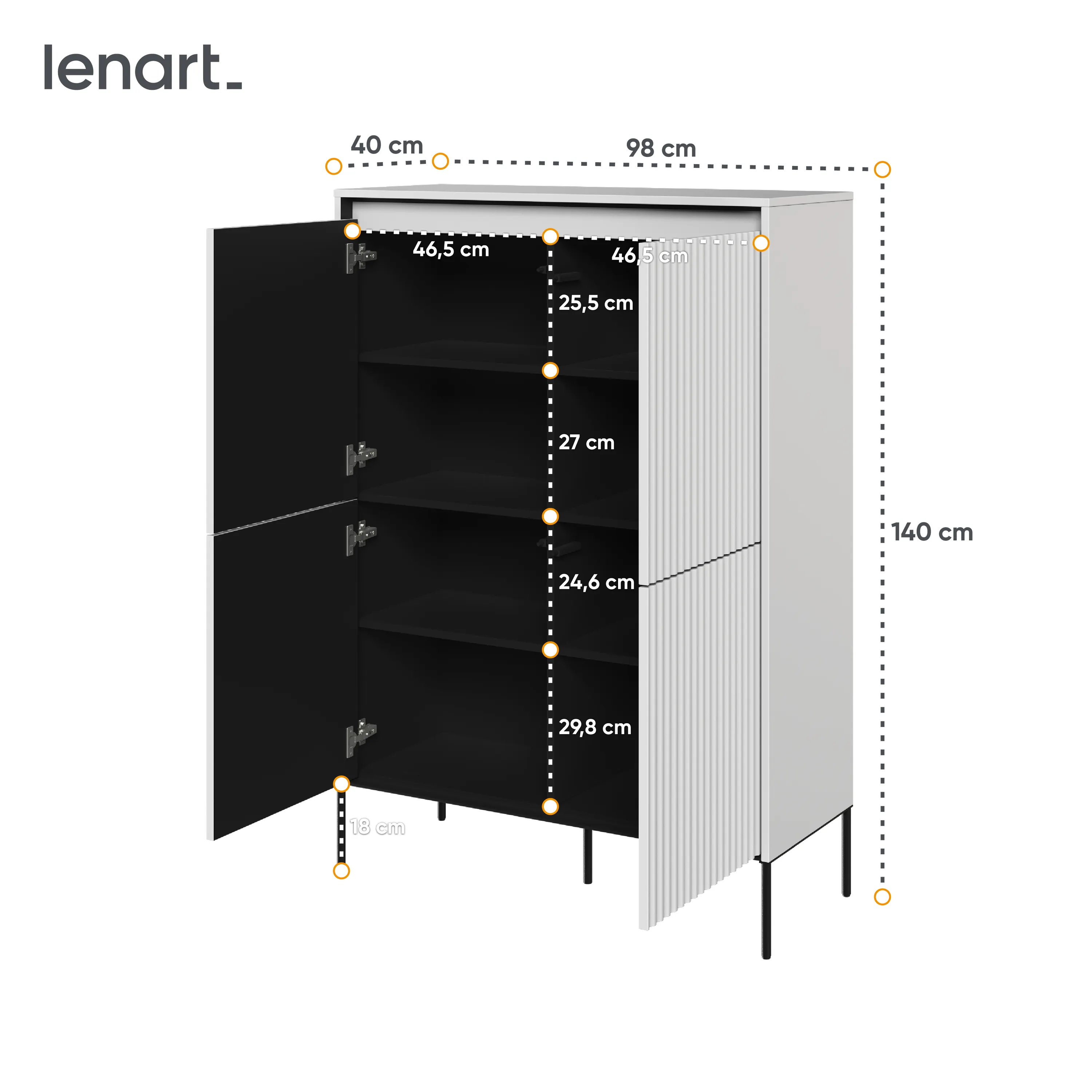 Komoda z oświetleniem TREND TR-03 4D biały/czarny - TR3BIC-V2
