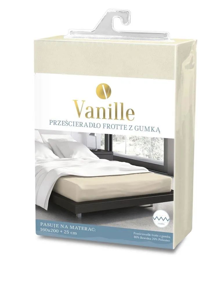 Prześcieradło frotte z gumką VANILLE 160X200+25 bawełna 80% kremowy - FARO_20535