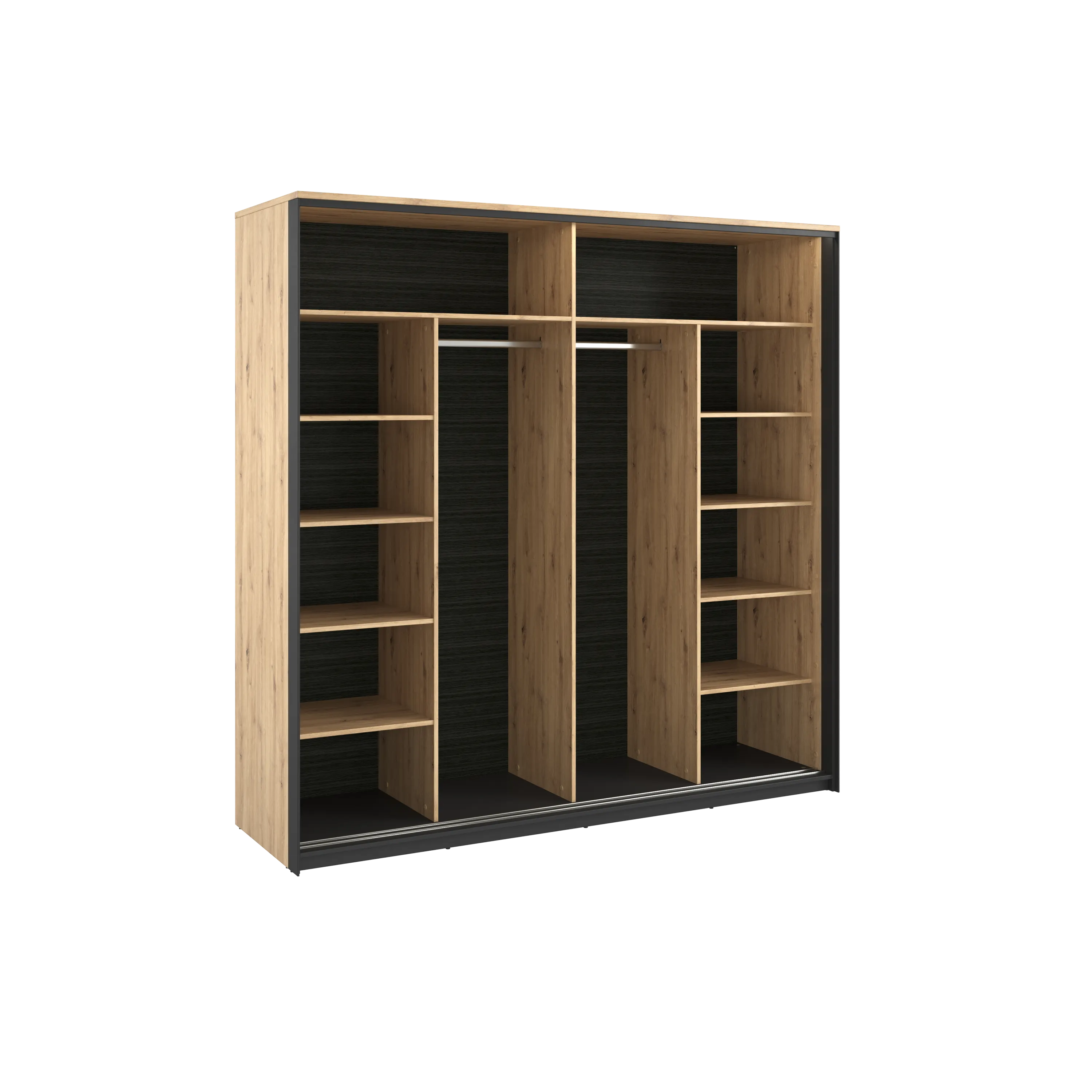 Szafa 2-drzwiowa z lustrem LED Quant QS-01 220cm dąb artisan/czarny - QS1DAC