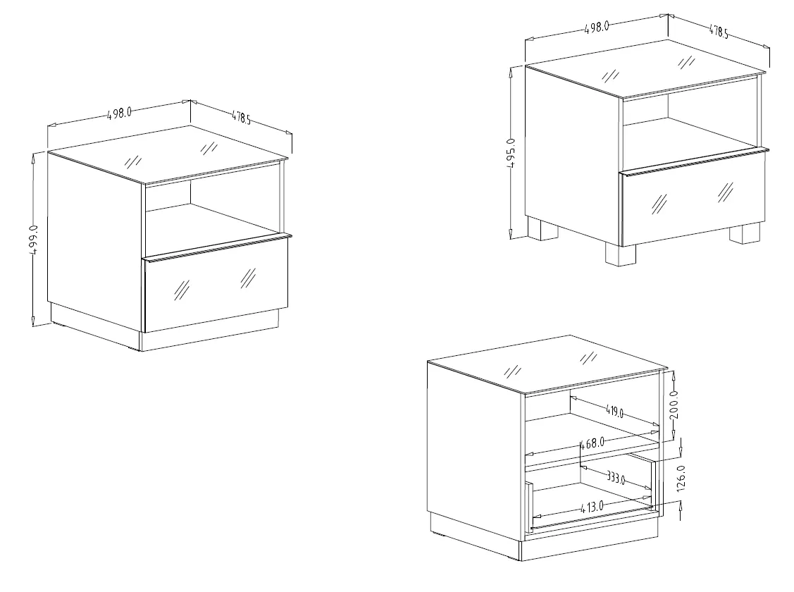 Komoda RTV HELIO 37 z szufladą i wnęką szara czarna 50x50x48cm - 24WXJW37