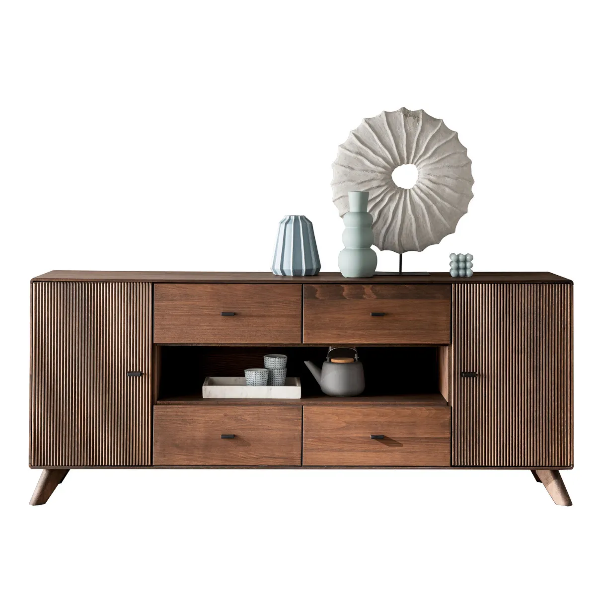 Komoda 2-drzwiowa z szufladami BLISS 180 cm drewniana bukowa