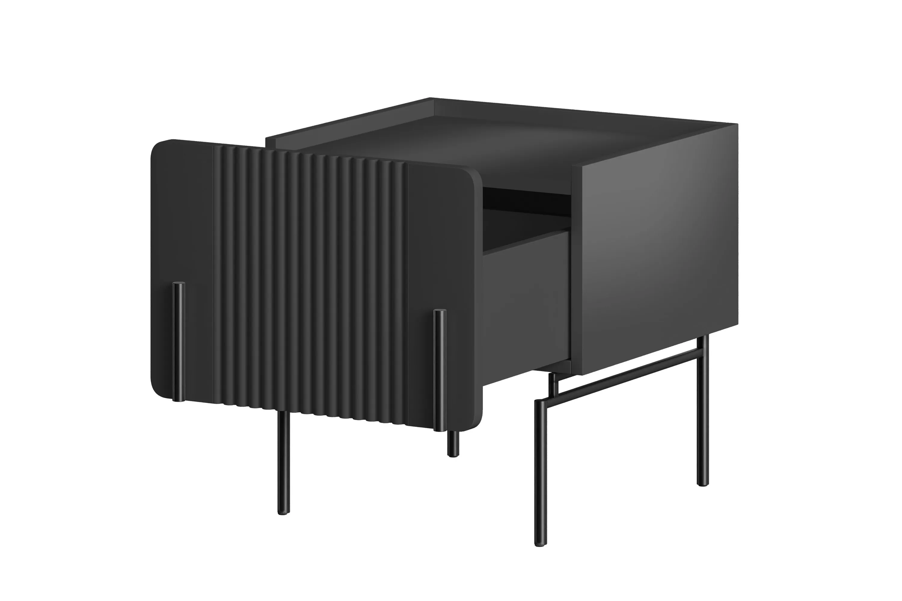 Szafka nocna z 1 szufladą MALMI 45cm - czarna - czarne nogi - B_166952