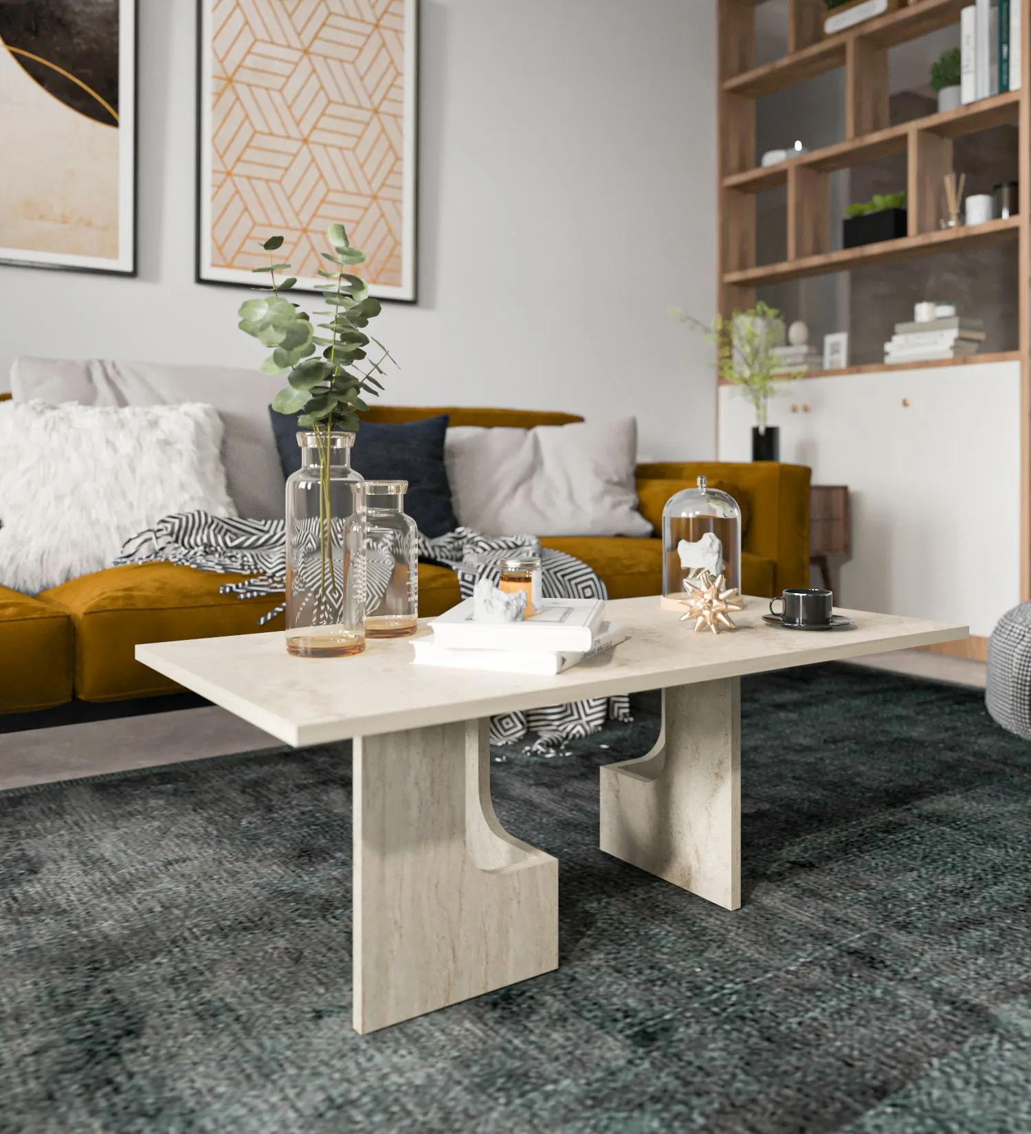 Stolik kawowy TERNI 52x104 cm trawertynowy - ASI_469ORN2302