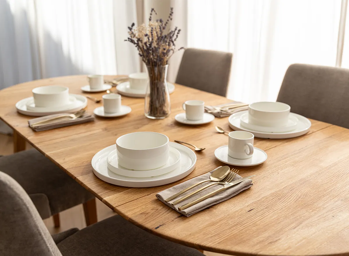 Stół dębowy okrągły ORBETELLO rozkładany 90-140 - dąb olejowany - KULSR90_50