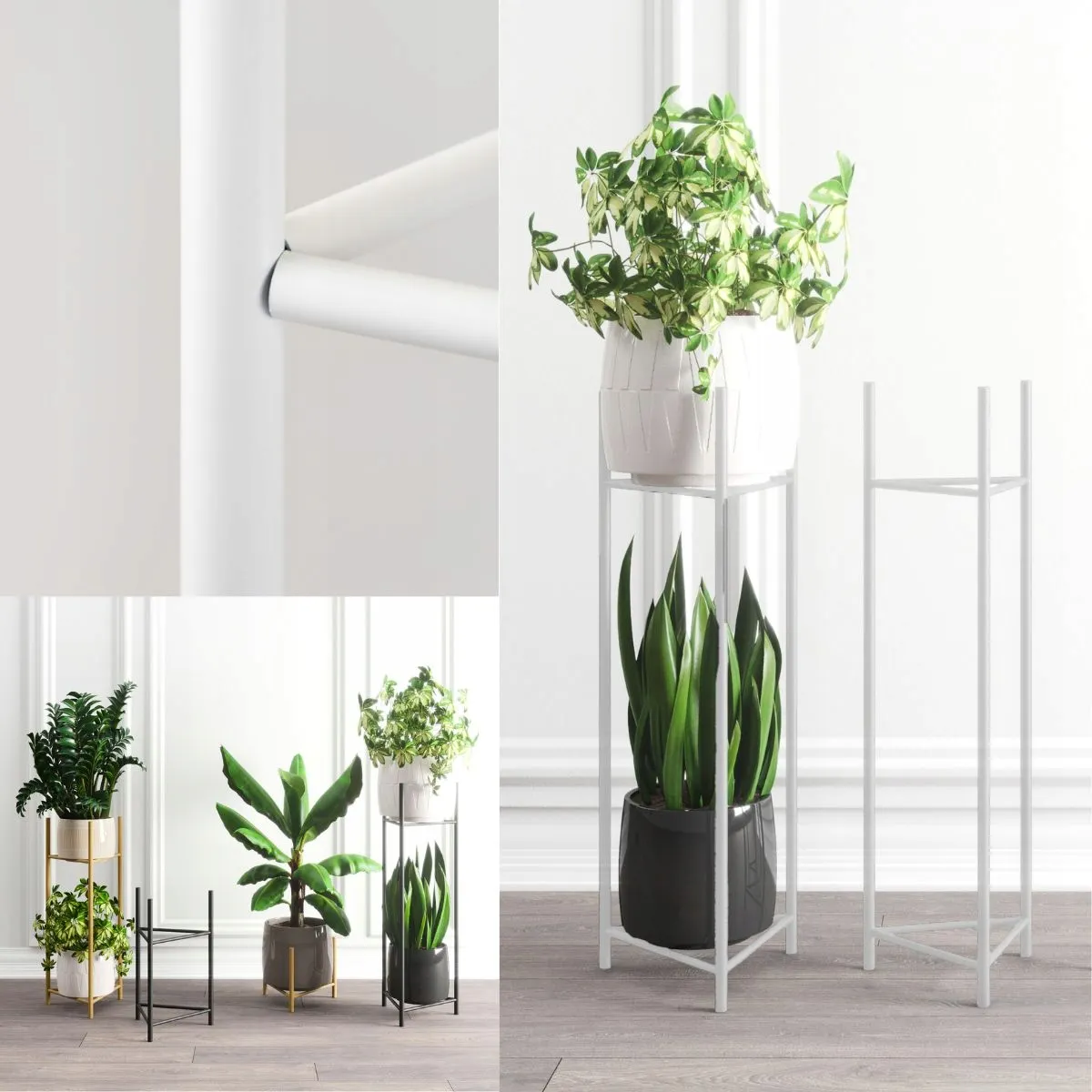 Kwietnik-stojak na donice METZ L metalowy biały - LD_TZ000150