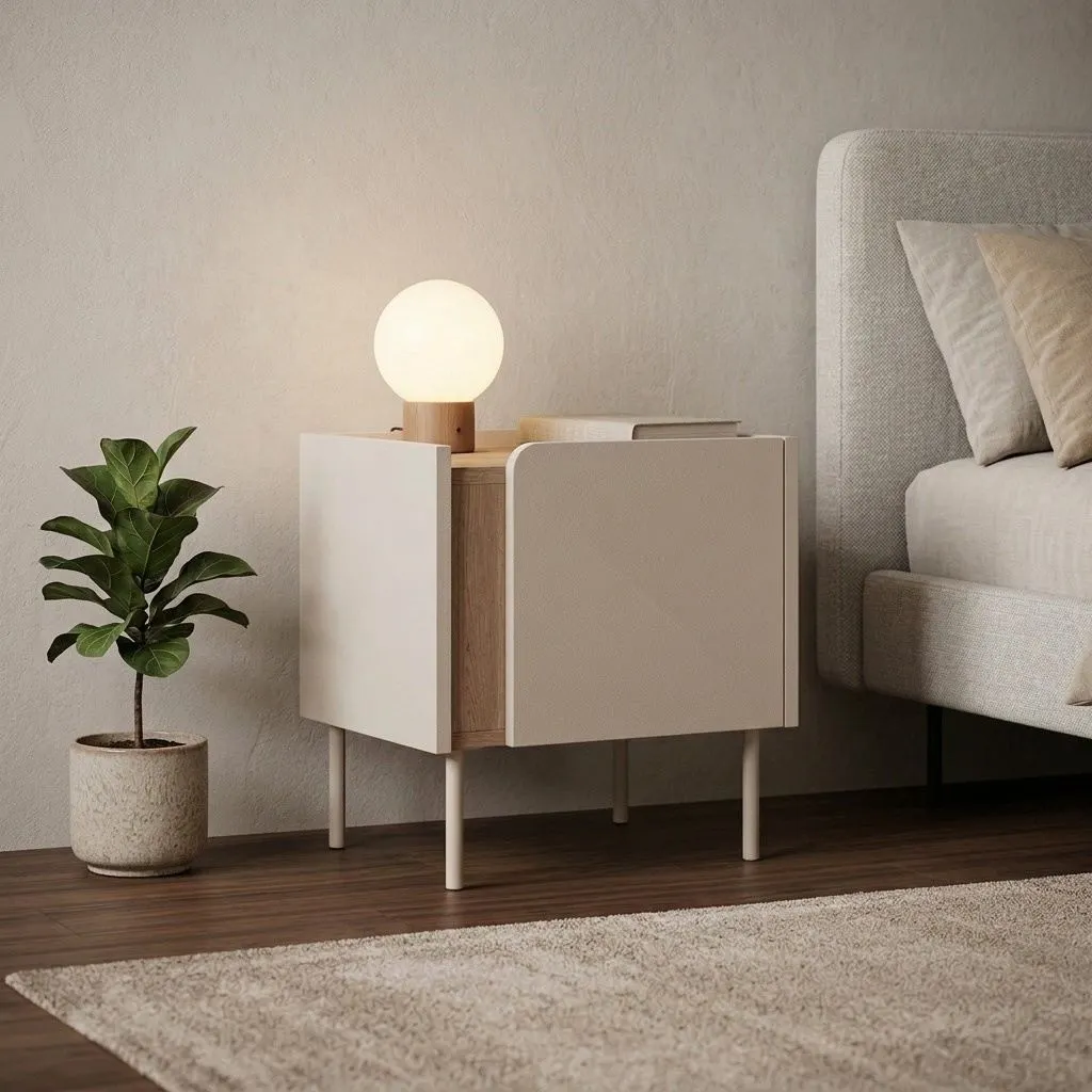 Szafka nocna LUCILE 45,5 cm piaskowy Dąb Sepet - ASI_632NRD1247