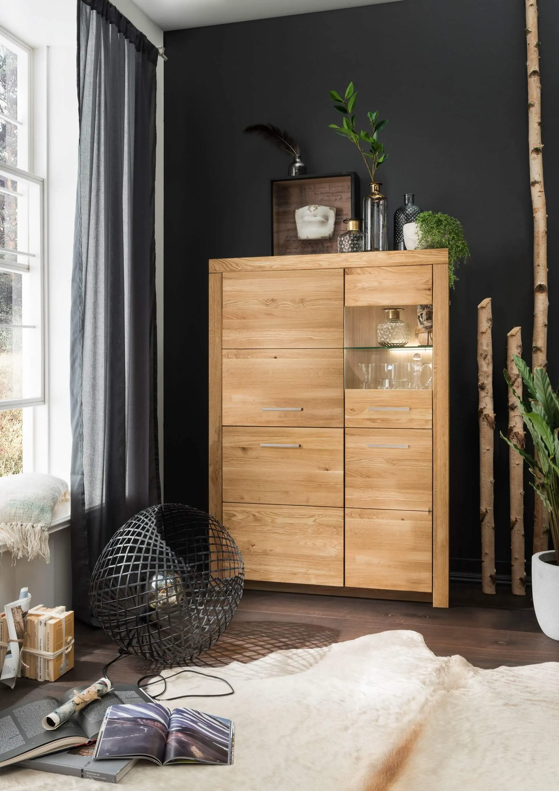 Kredens 2-drzwiowy dębowy z przeszkleniem DOVE 102x141 II-Prawy - GK_1031690411