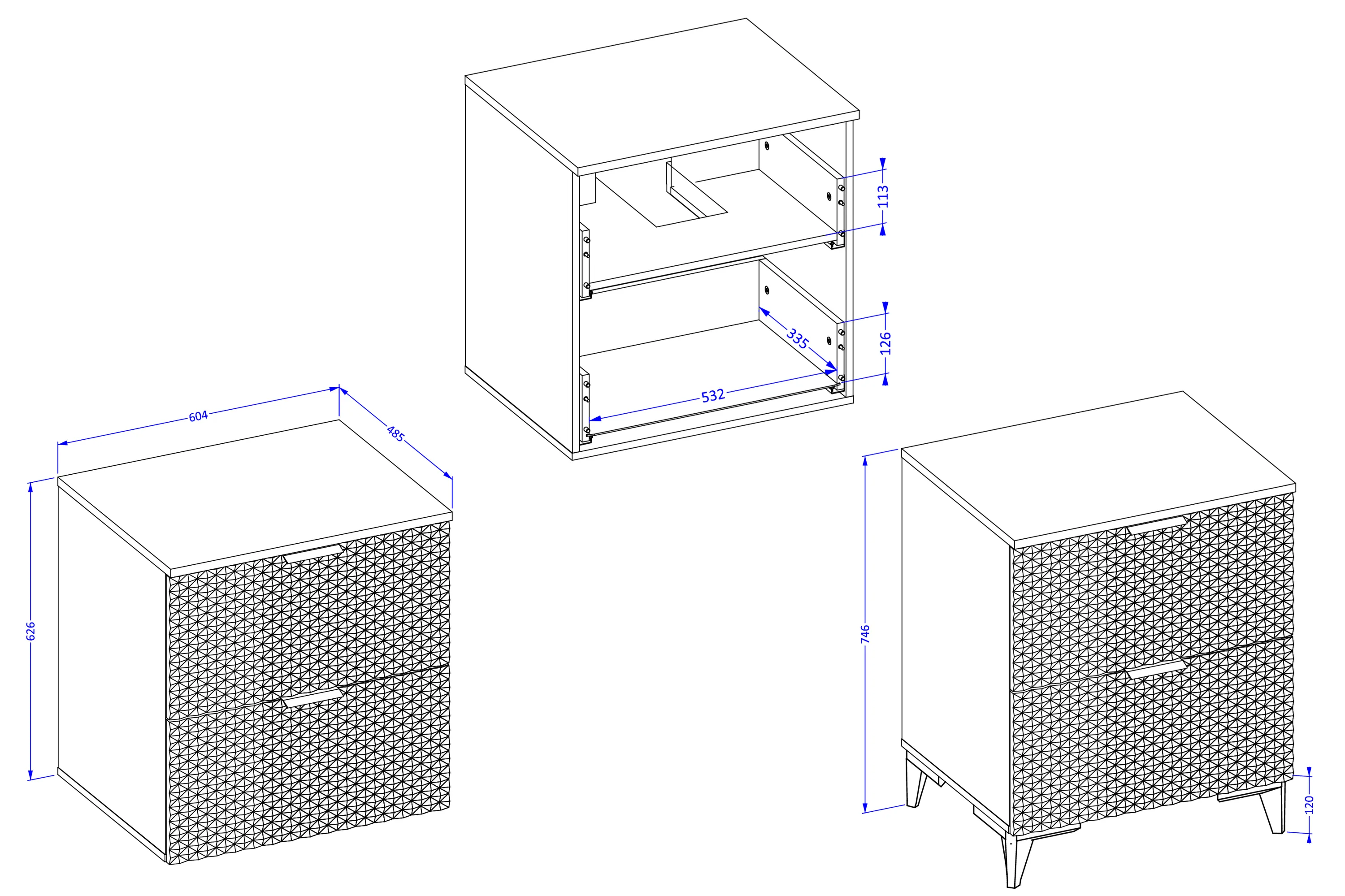 Szafka pod umywalkę LAURA wisząca z 2 szufladami 60 cm - biała - 3097NM47