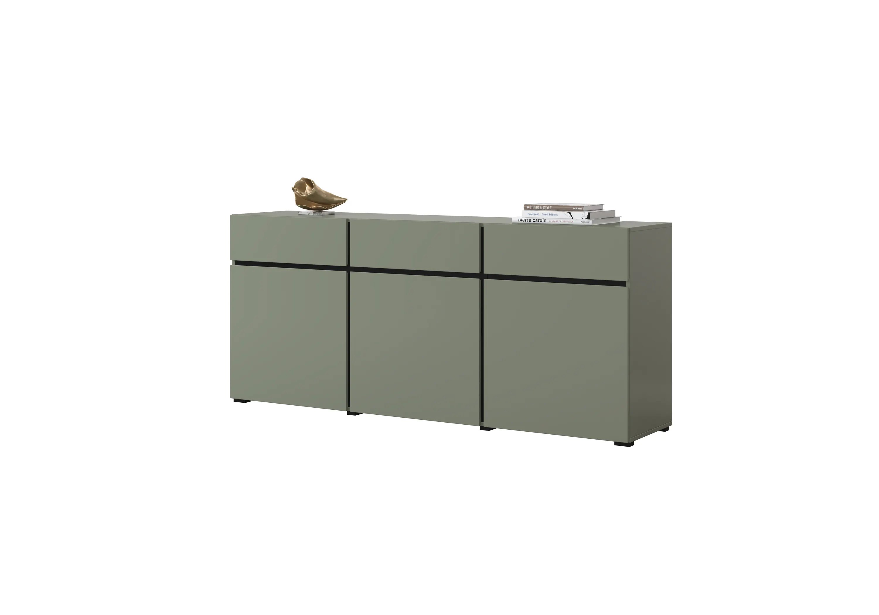 Komoda 3-drzwiowa z szufladami CROSS 180 cm zielona - 24GWMY43