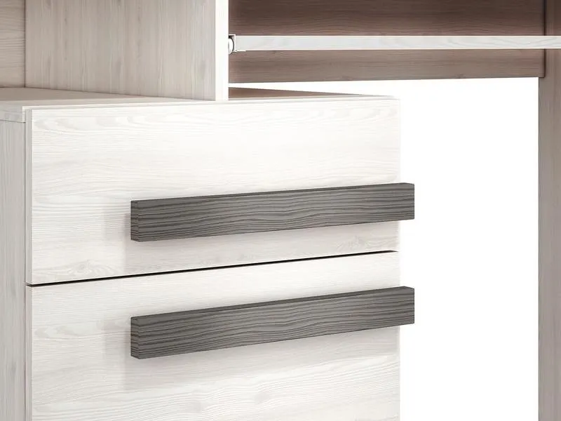 Biurko z szafką, szufladą i wysuwaną półką BLANCO 11 sosna śnieżna - 1BLAN11-001