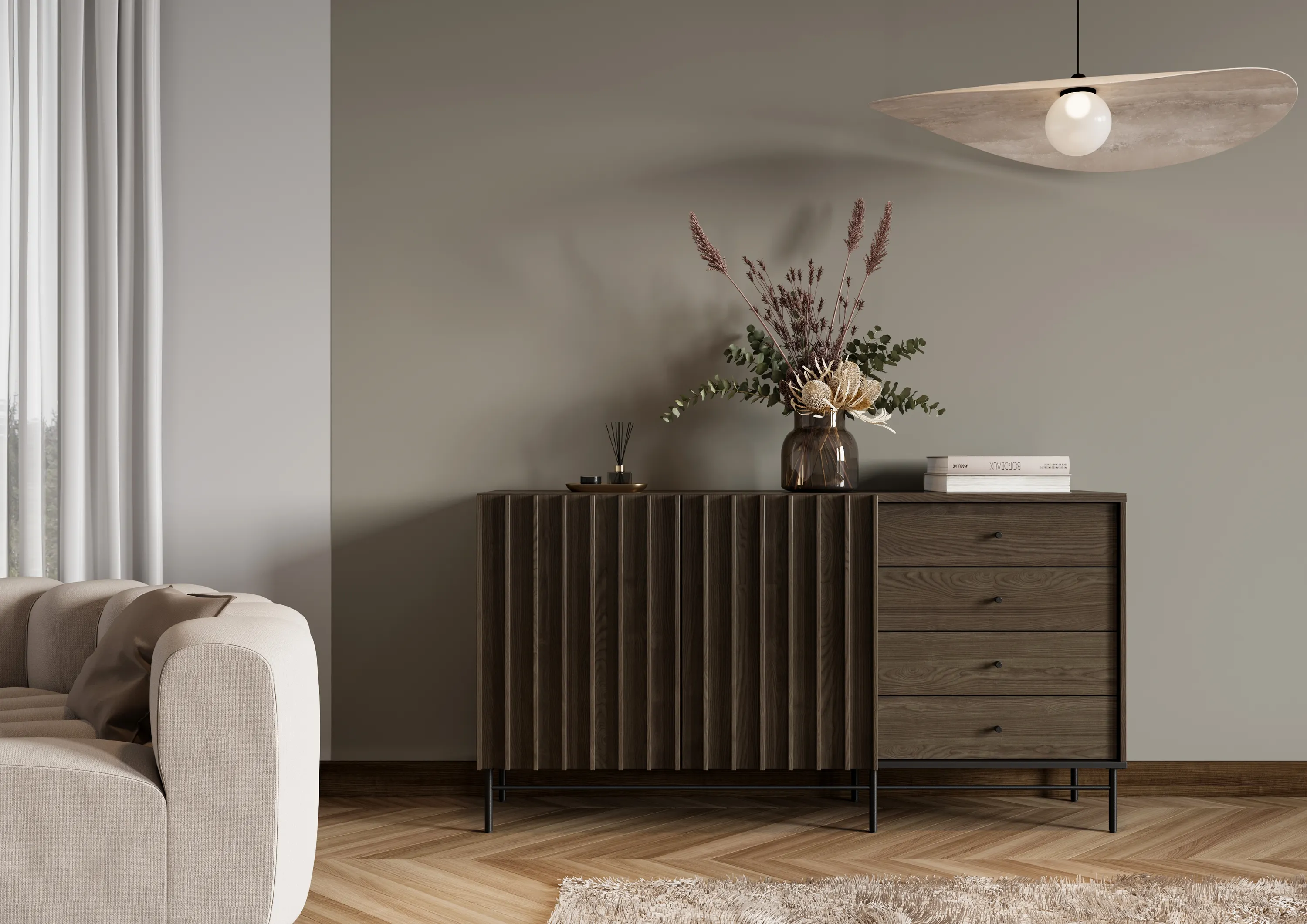 Komoda z szufladami Piemonte PE-07 165cm lamel jesion portlandzki/czarna — zdjęcie 9