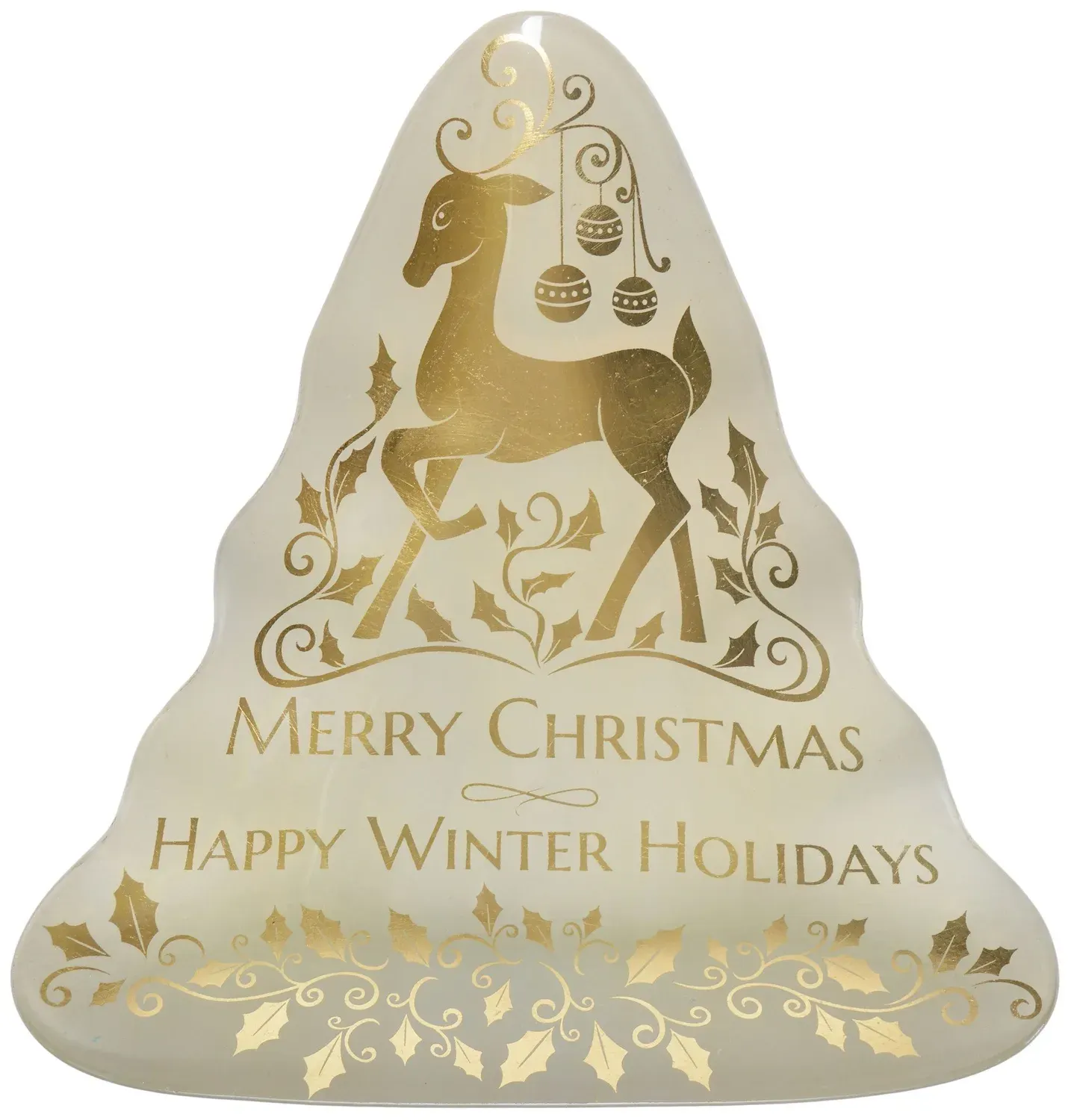 Talerz świąteczny CHOINKA kremowy złoty