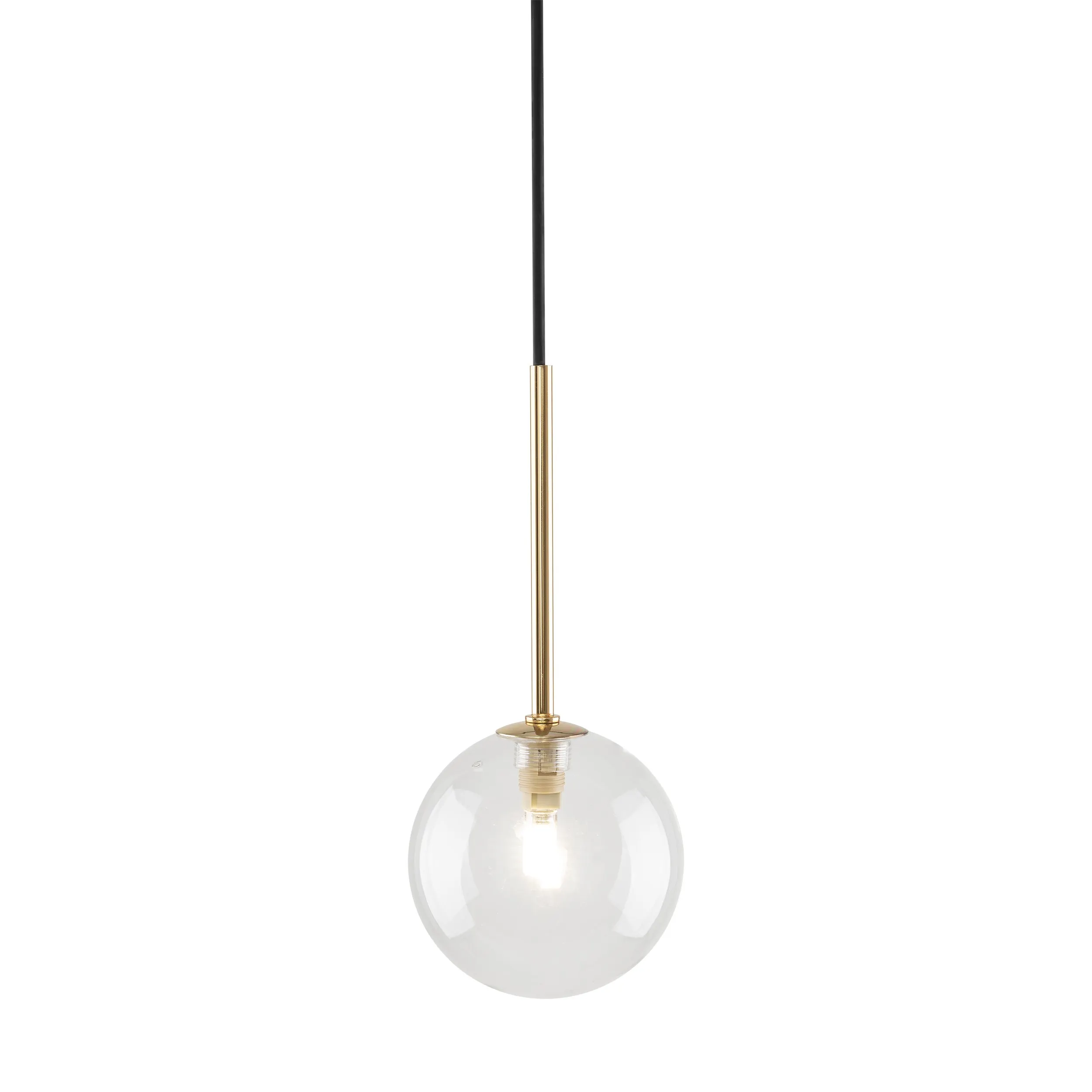 Lampa wisząca NILOS czarna ze złotym elementem z transparentnym okrągłym szklanym kloszem 160x12cm - TK_5941
