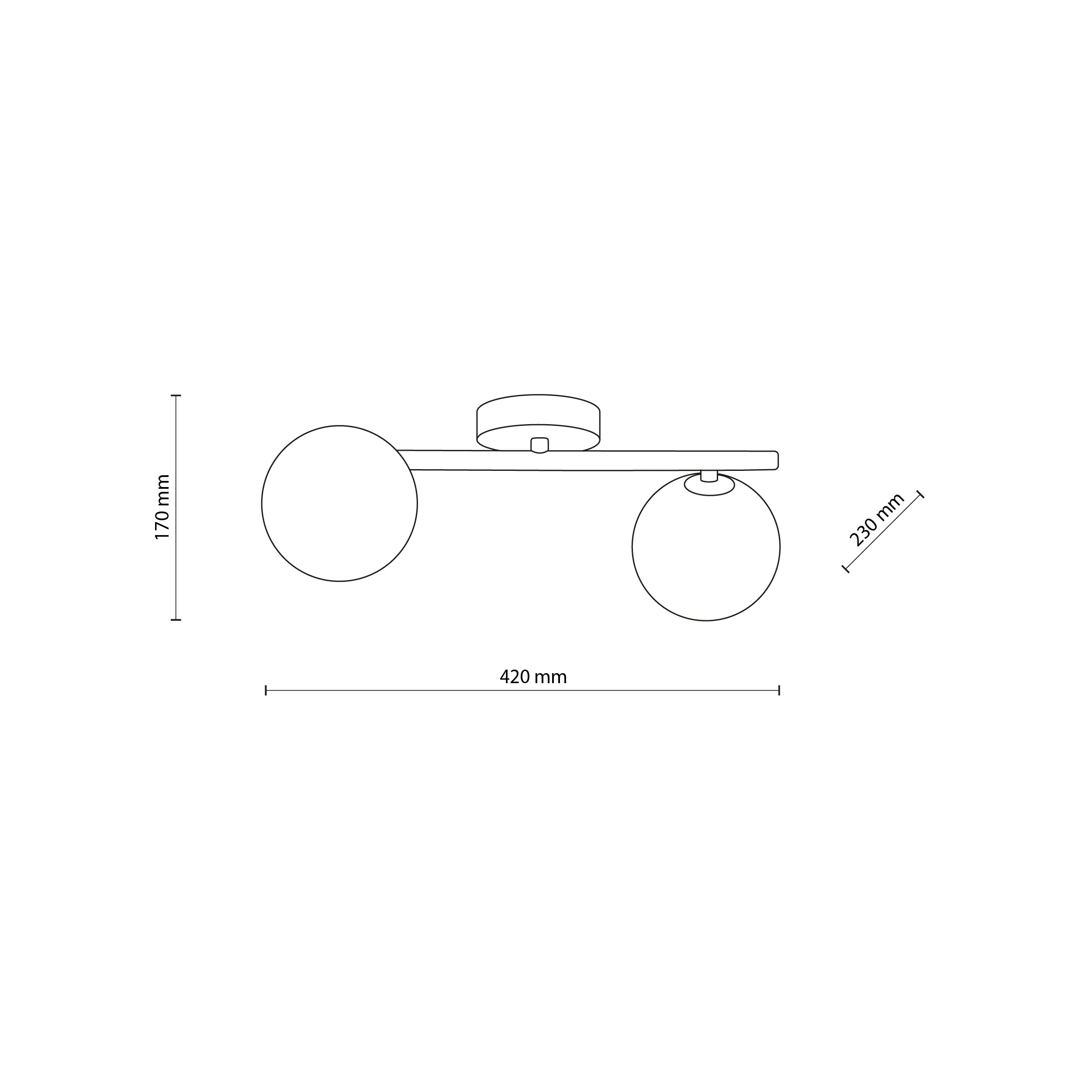Lampa sufitowa ESTERA czarna z lustrzanymi okrągłymi szklanymi kloszami 42x23x17cm - TK_6854