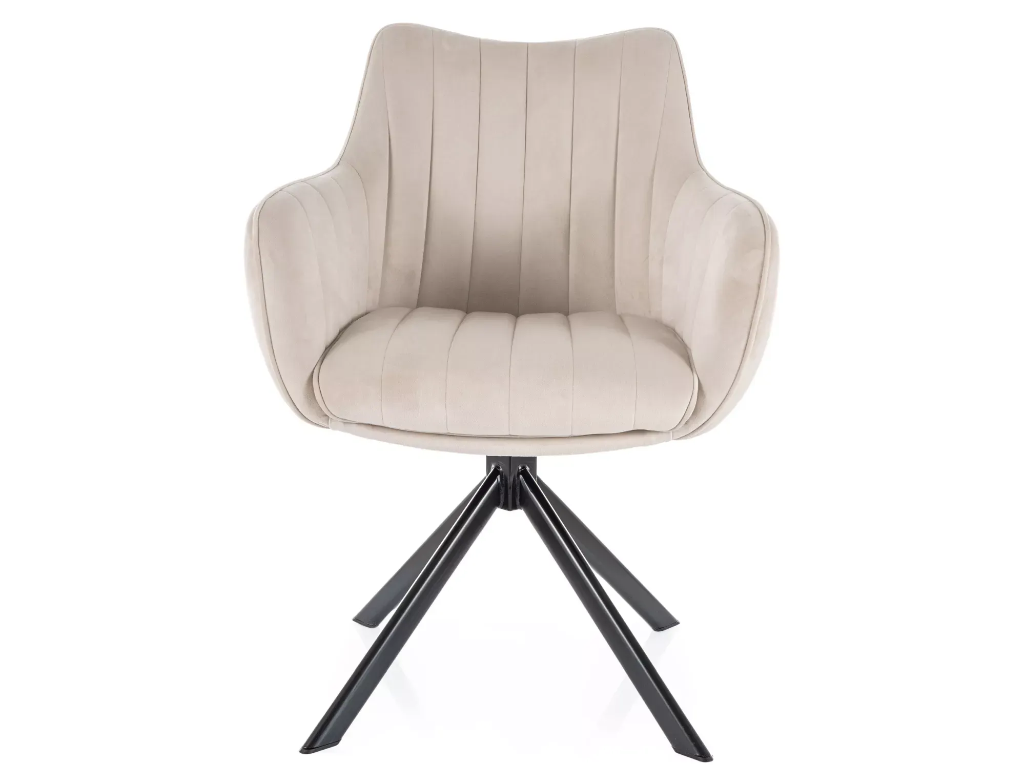 Krzesło obrotowe 180° AZALIA VELVET Bluvel 30 jasny beż czarny stelaż - AZALIAVCJBE